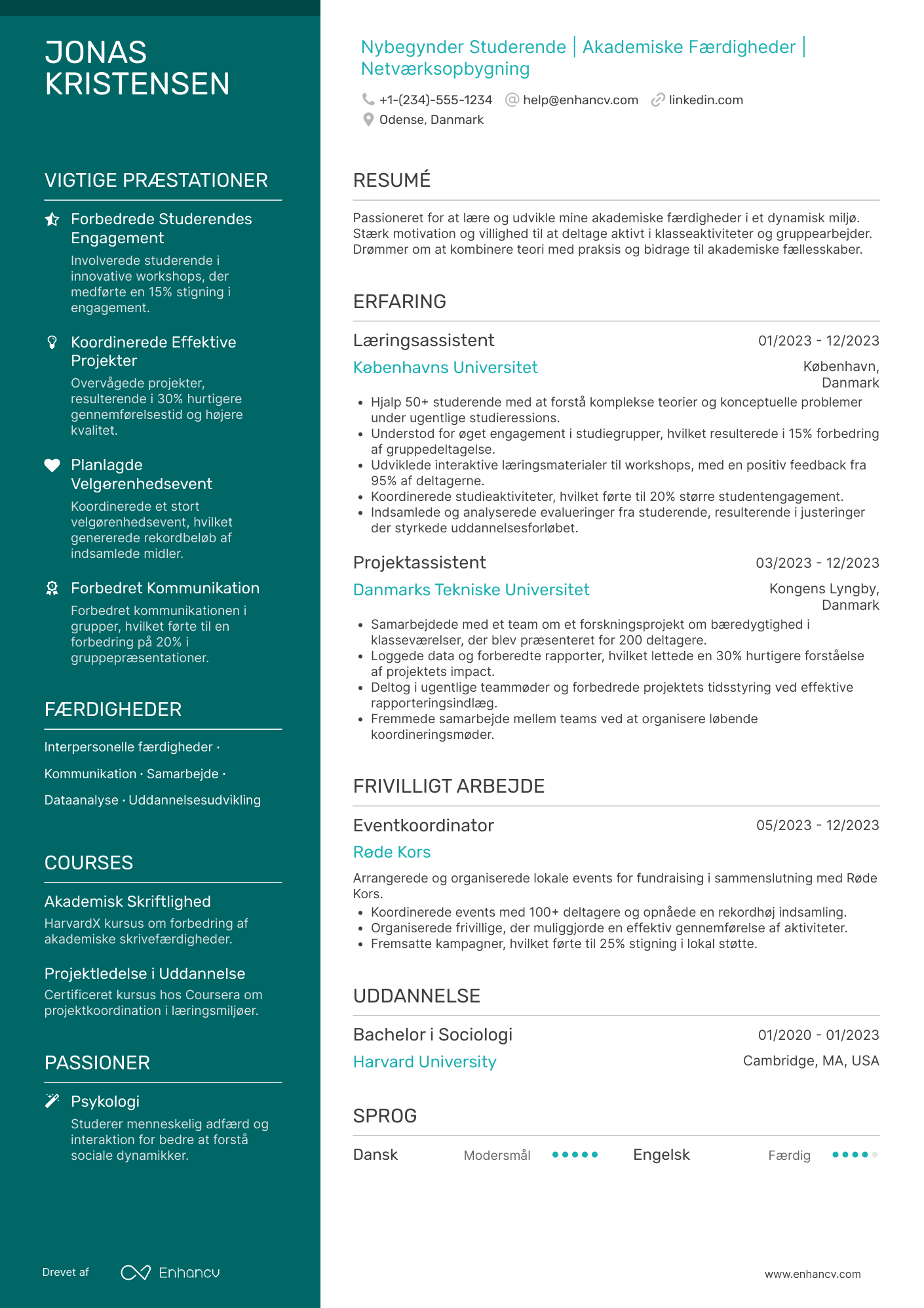CV til Nybegynder Studerende
