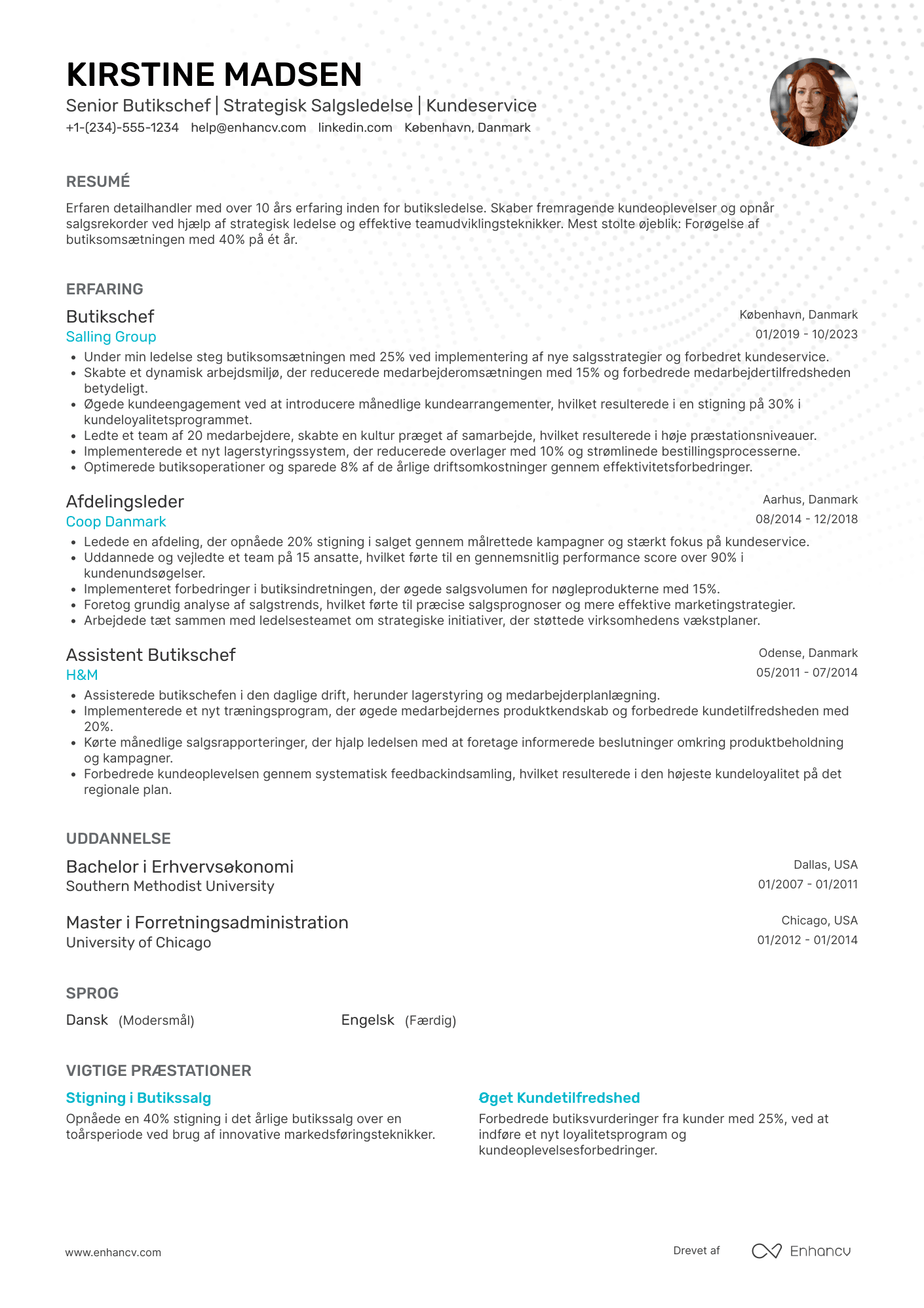 CV til Senior butikschef