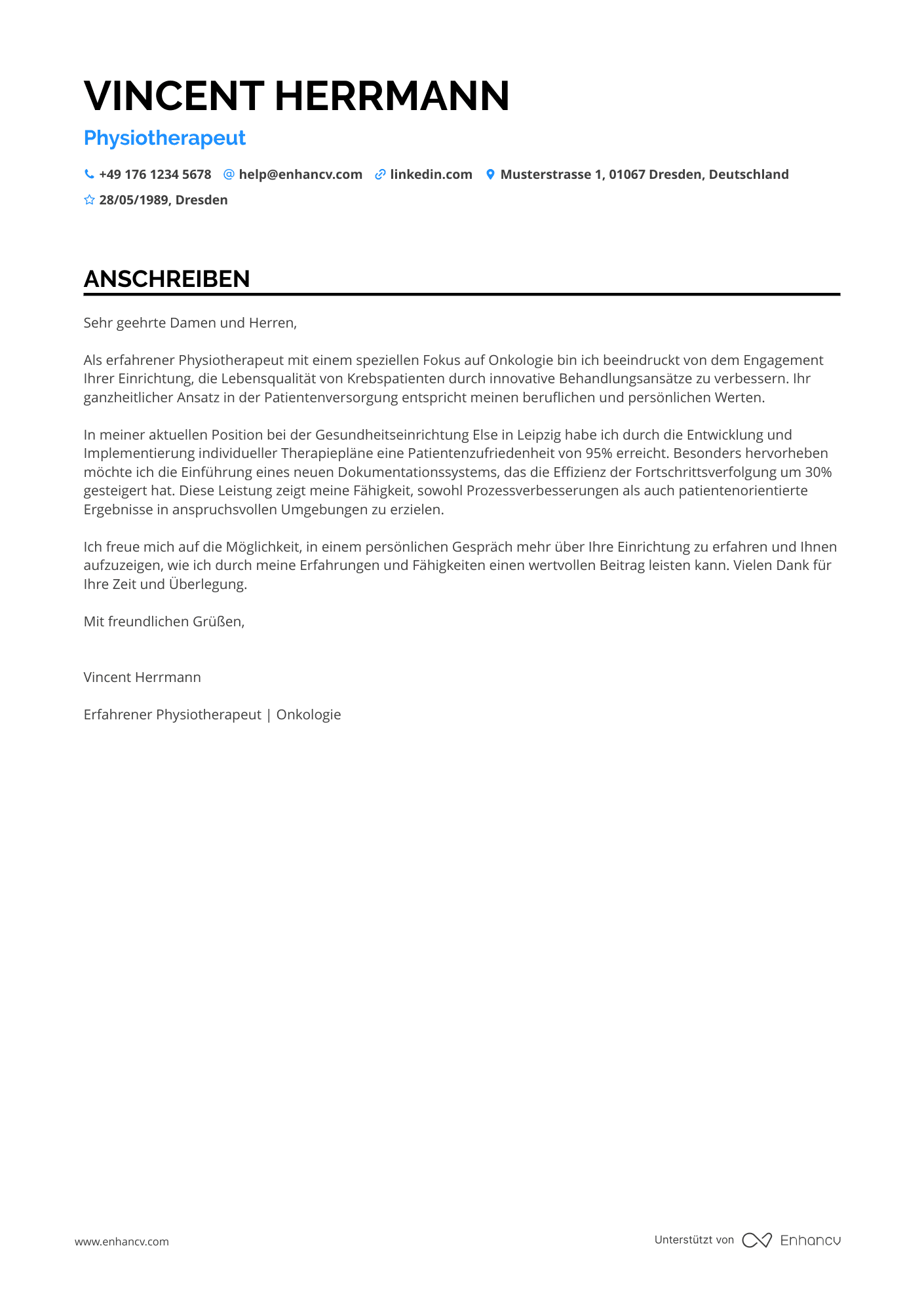 Physiotherapeut in der Onkologie