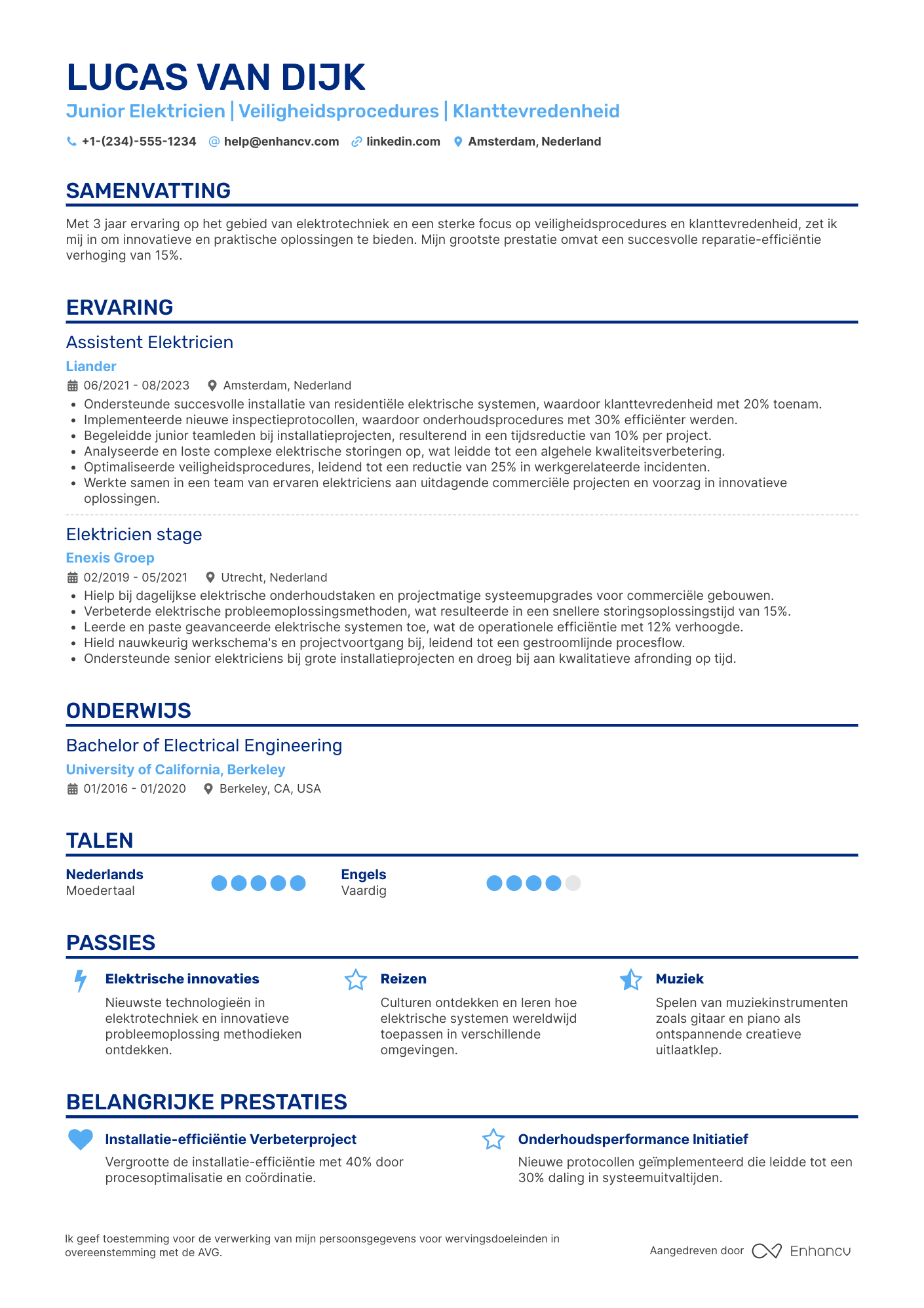 CV voor Junior Elektricien