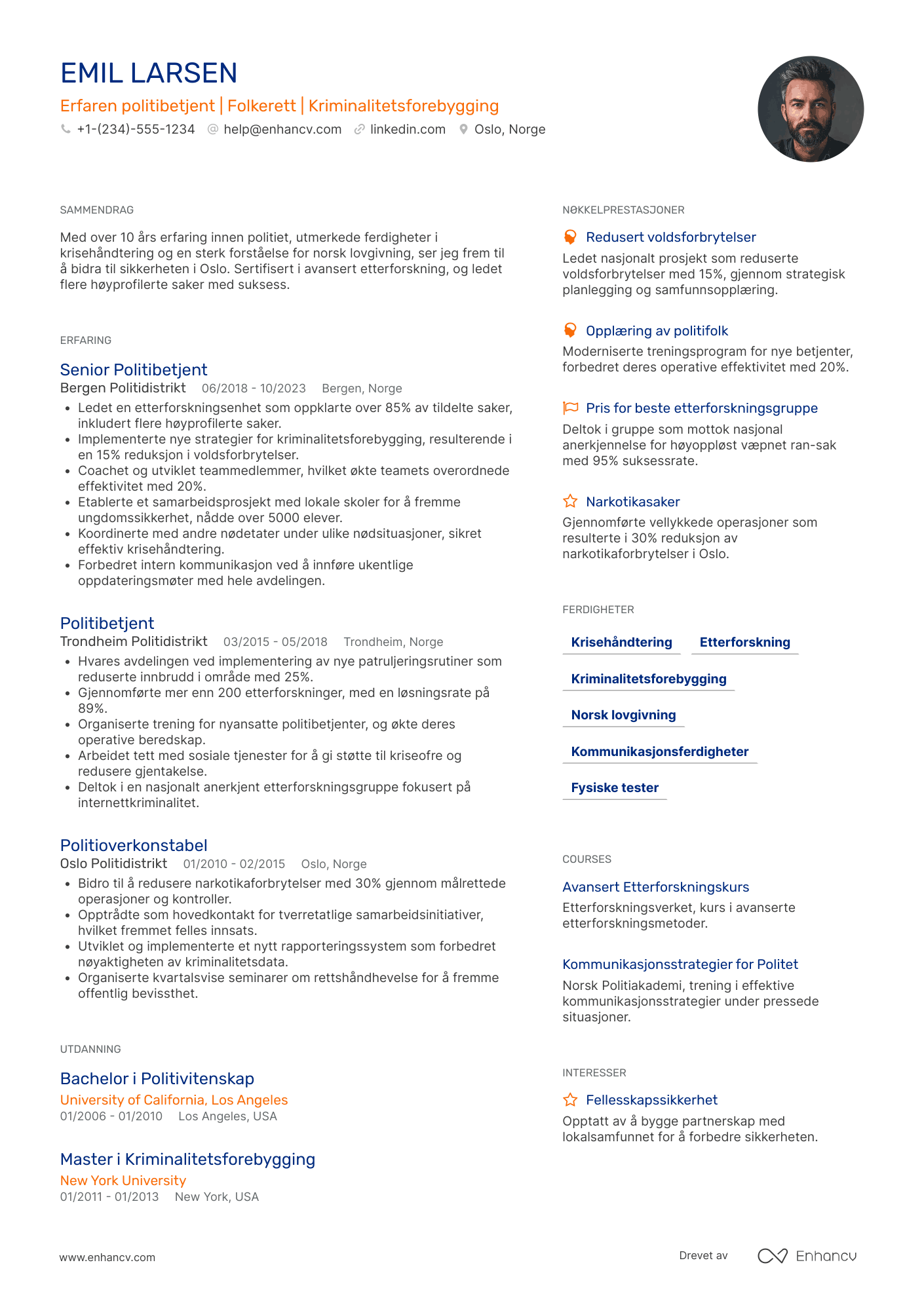 CV for Erfaren politibetjent