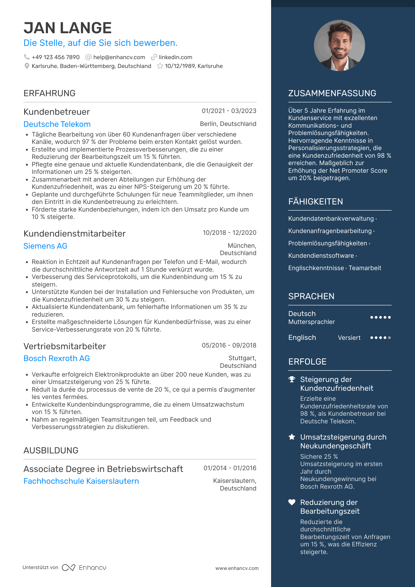 Lebenslauf als Kundenservice Assistent