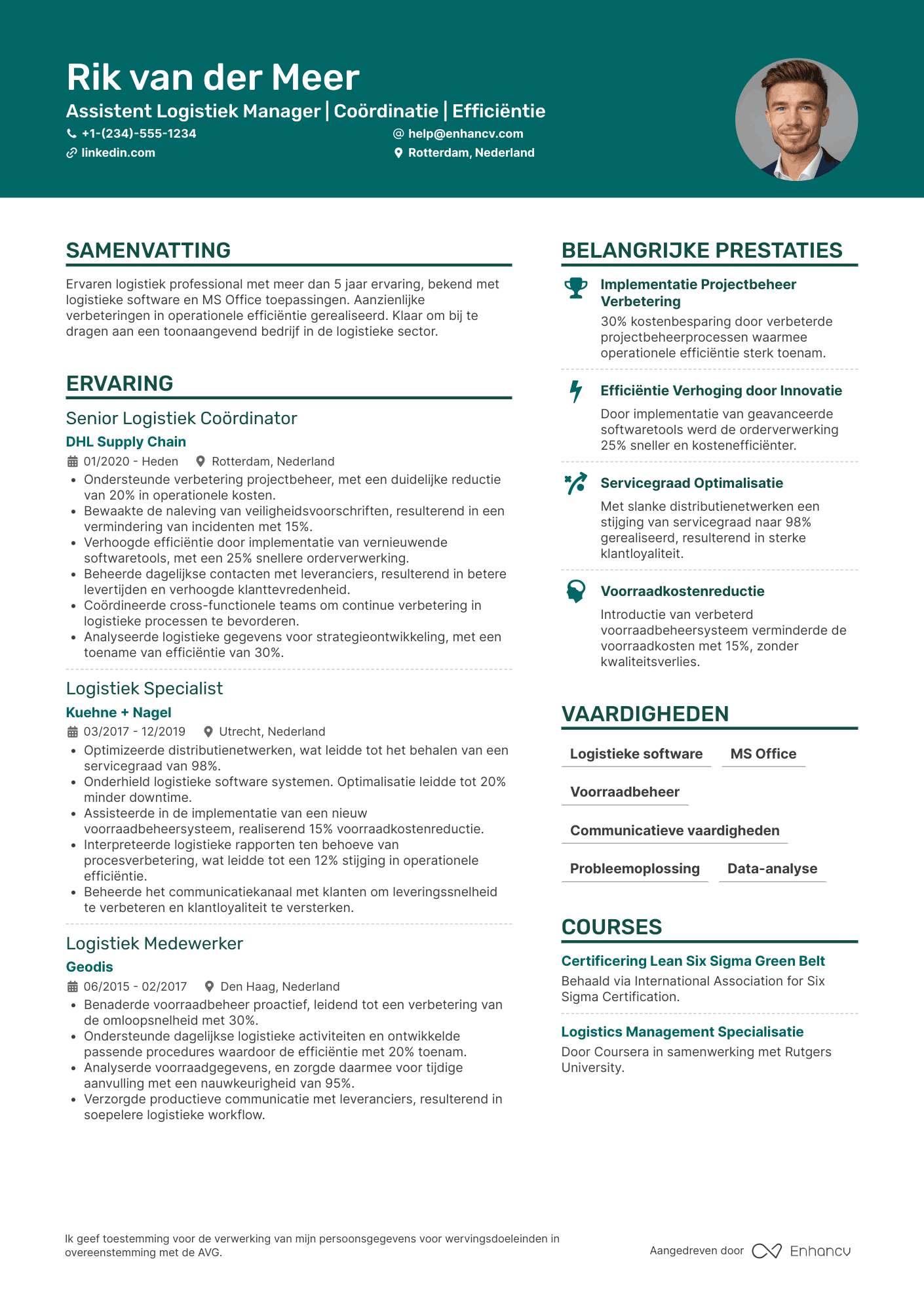 CV voor Assistent Logistiek Manager