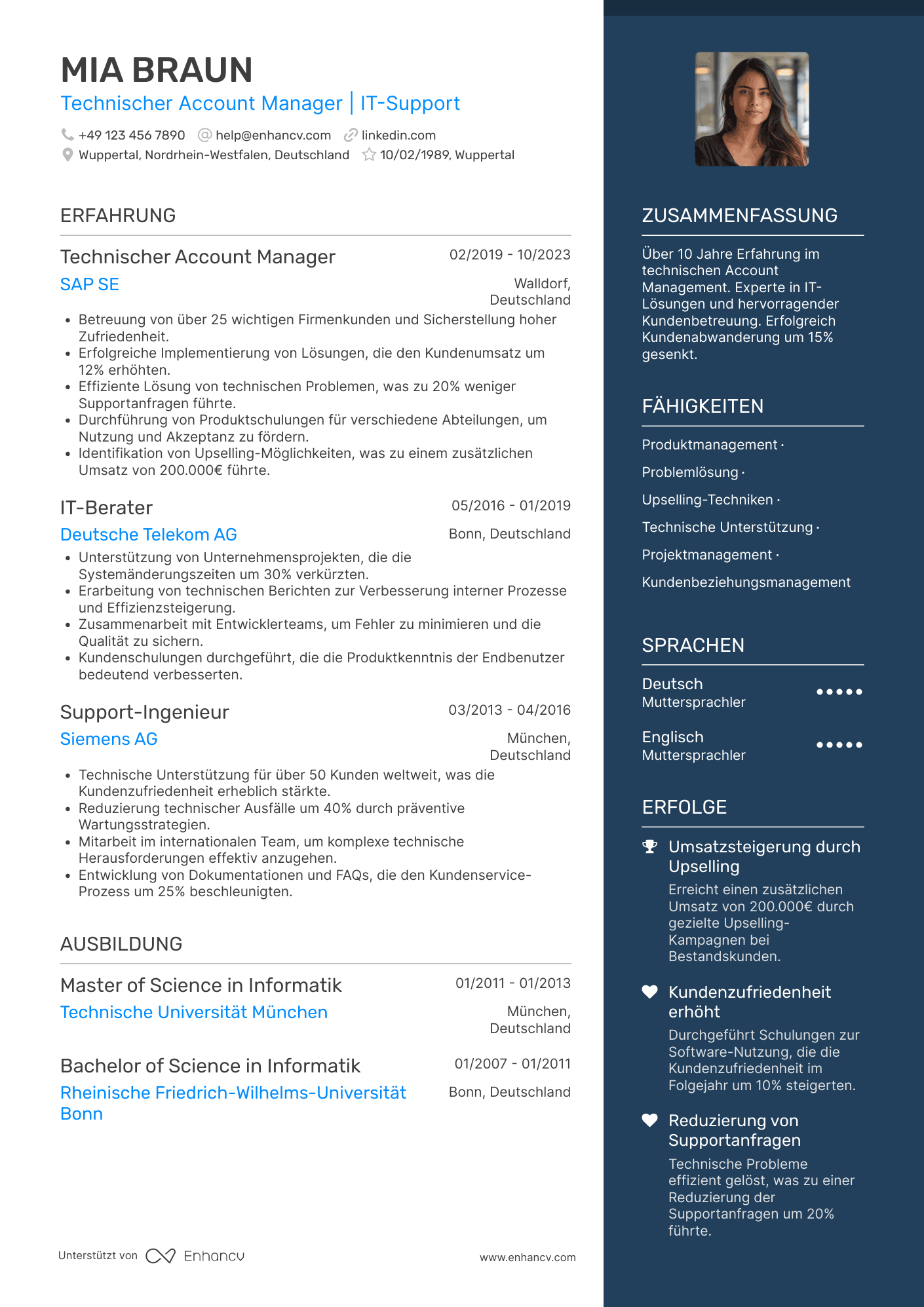 Lebenslauf als Technischer Account Manager