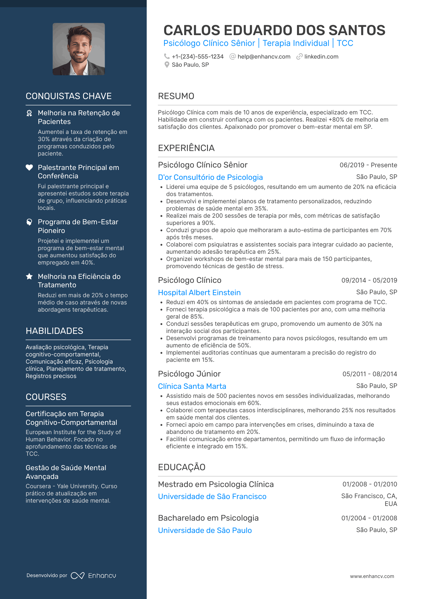 Currículo de psicólogo com experiência