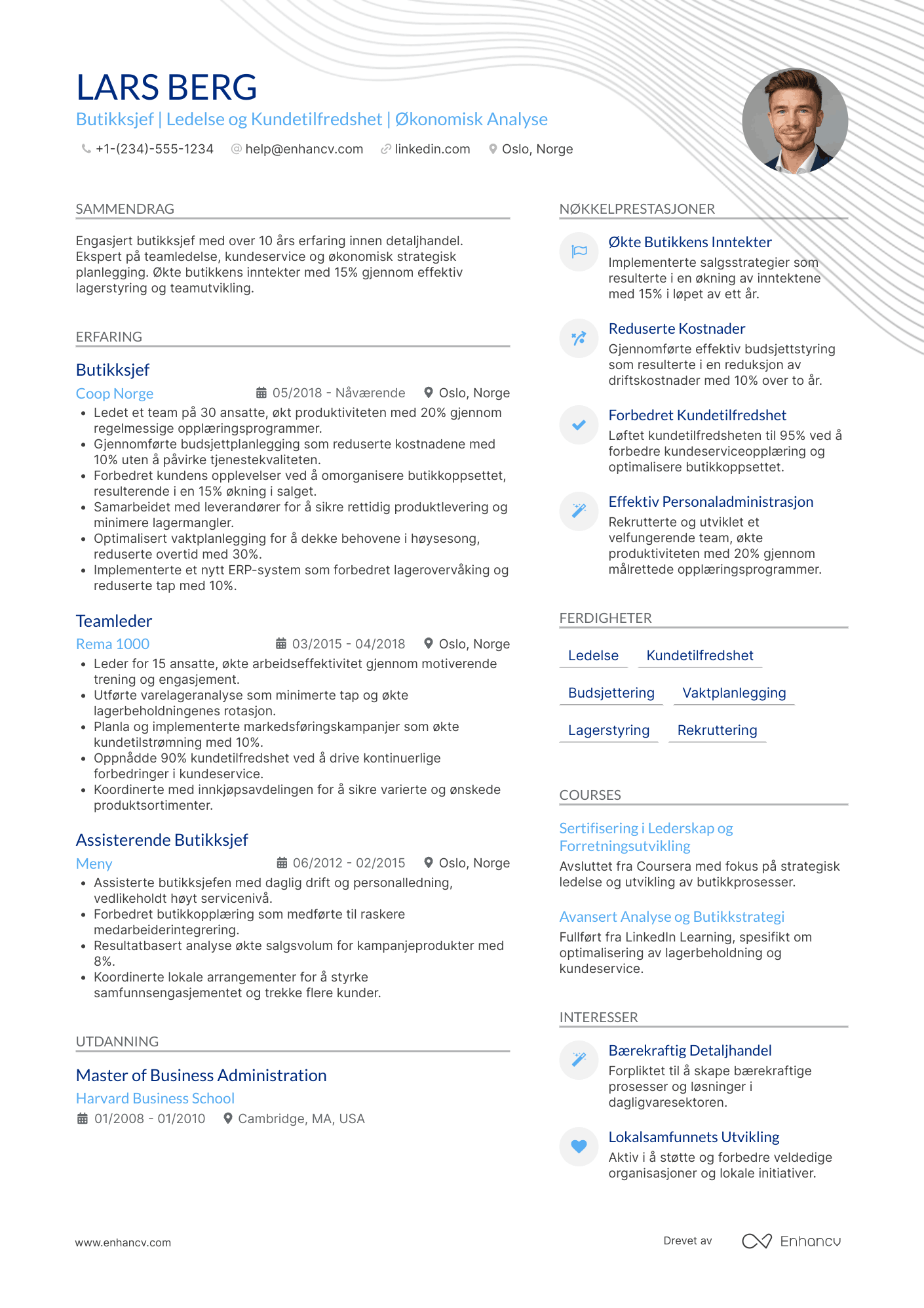 CV for Dagligvare Butikksjef