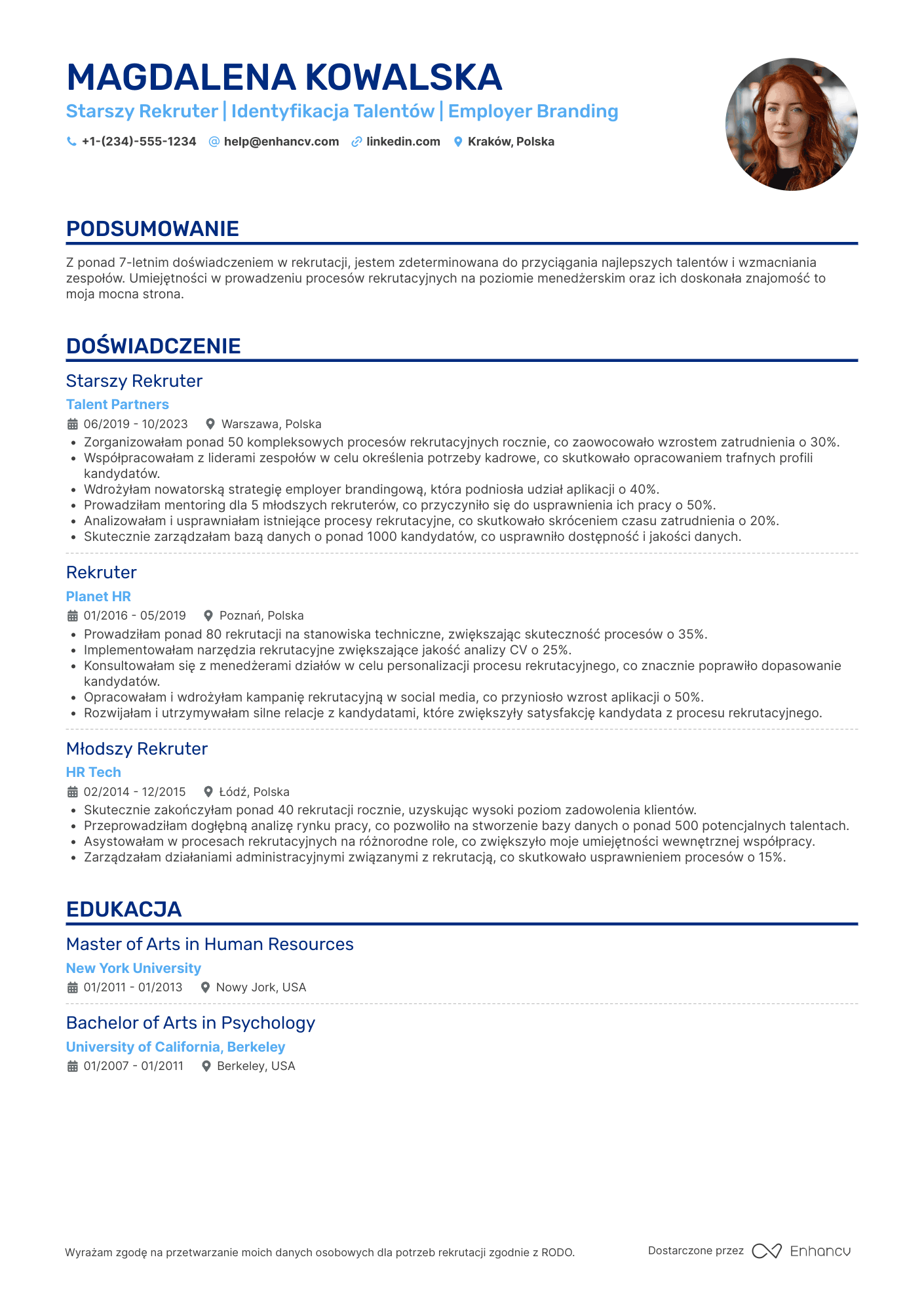 CV dla Starszy Rekruter
