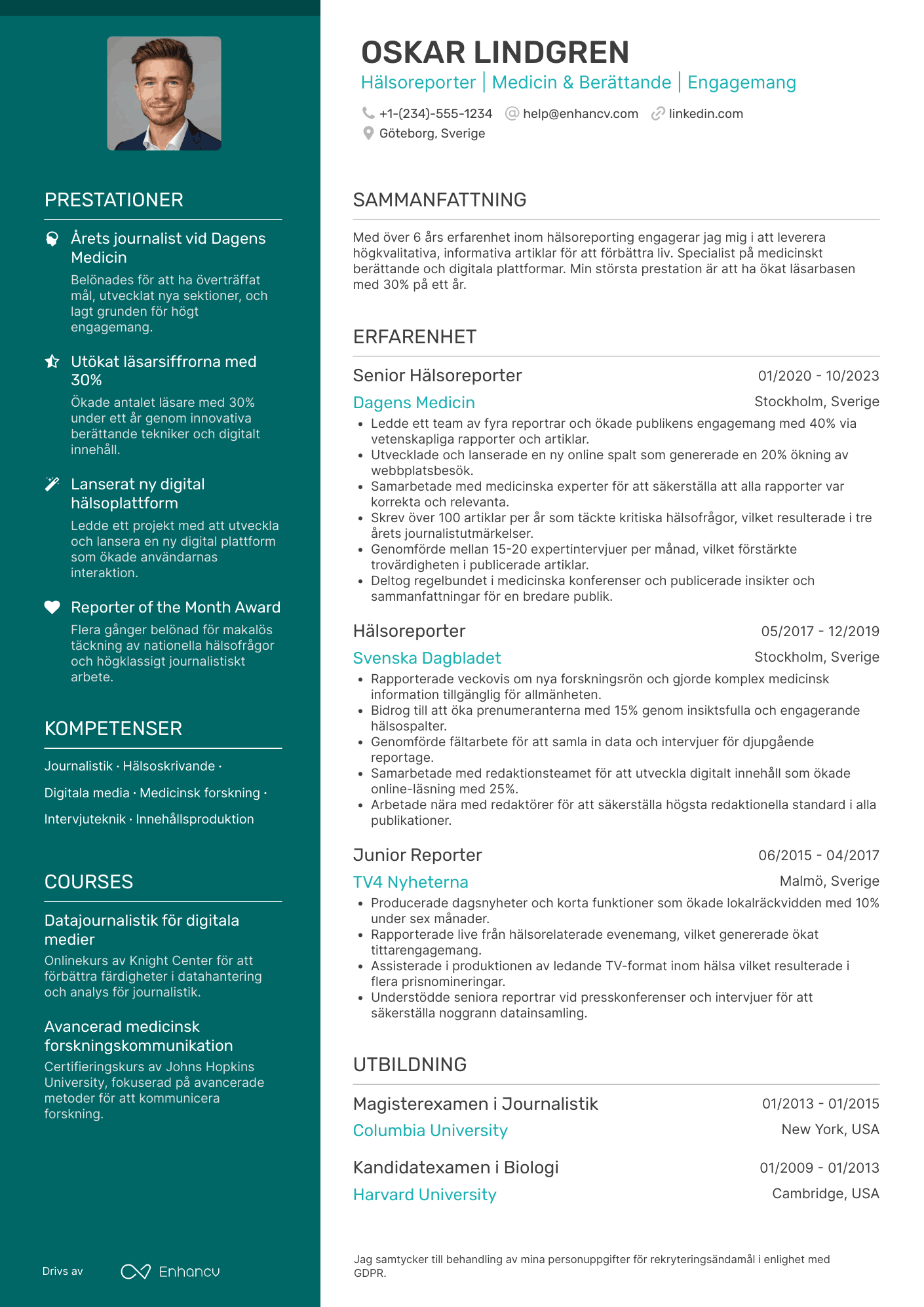 CV för Hälsoreporter