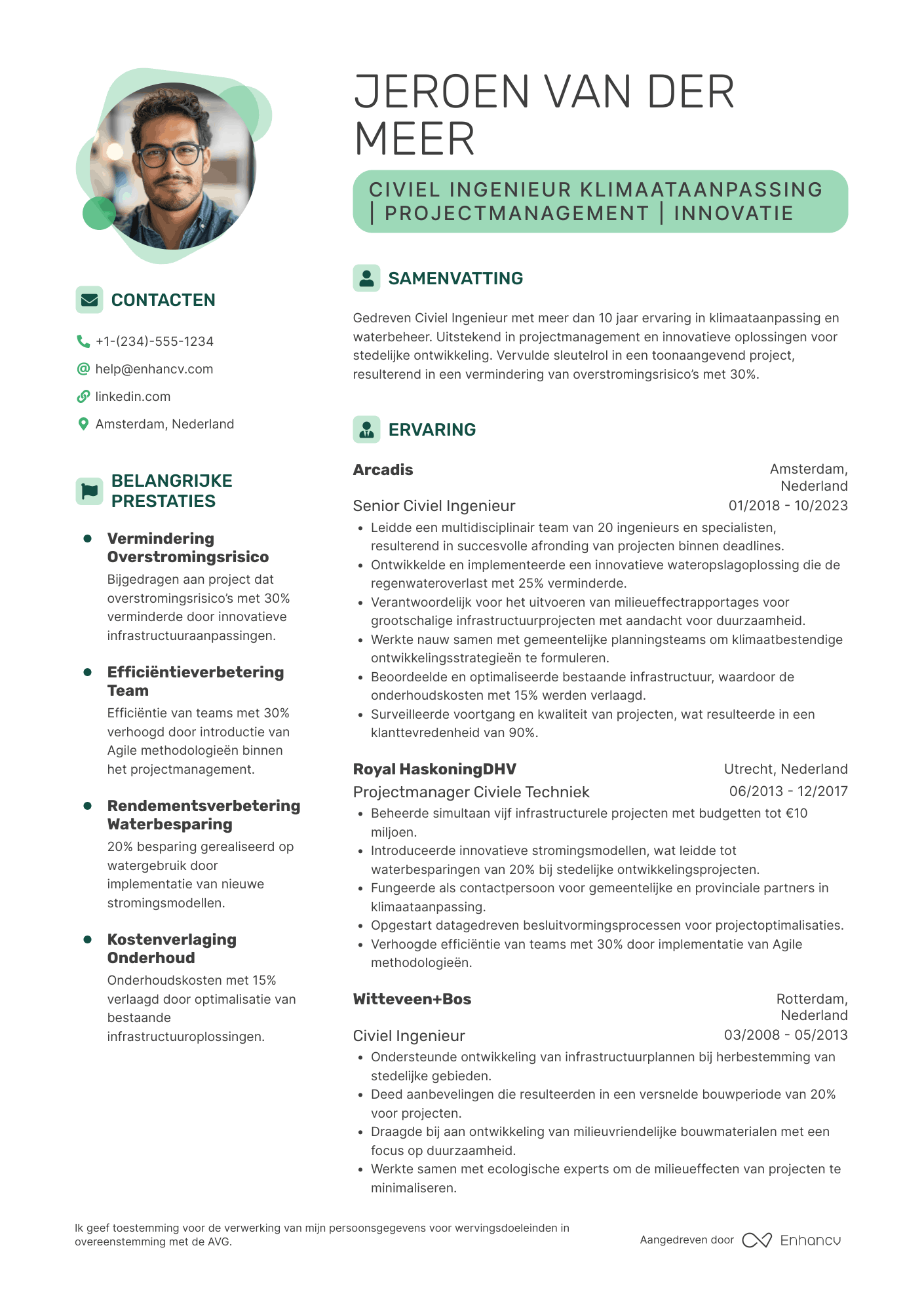 CV voor Civiel Ingenieur Klimaataanpassing