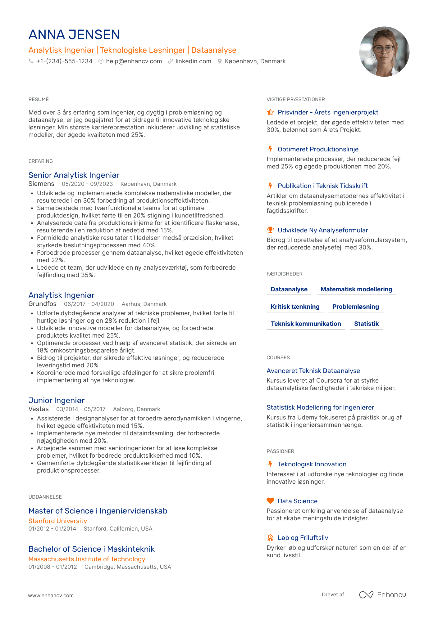 CV til Analytisk ingeniør