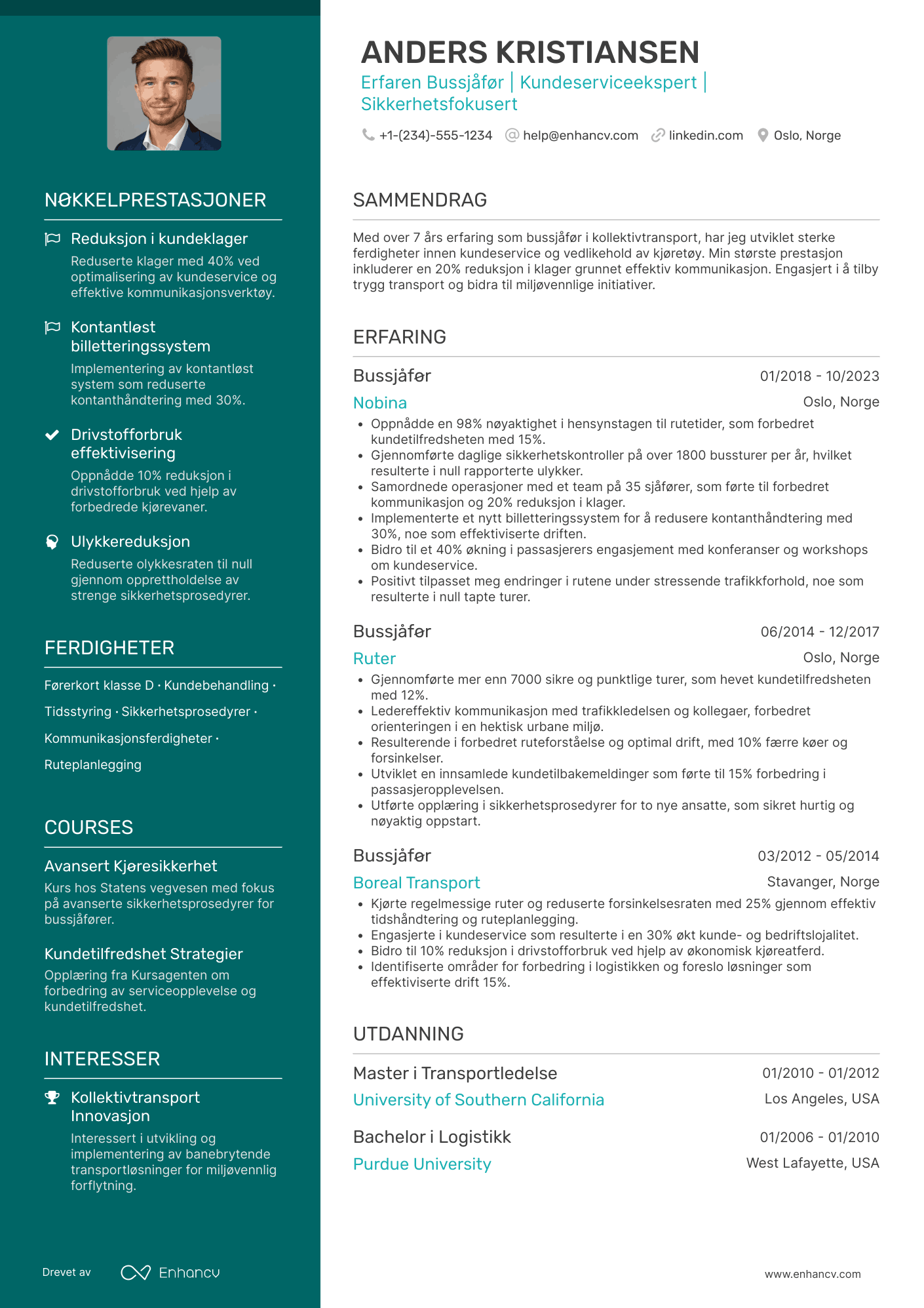 CV for Bussjåfør   bybuss