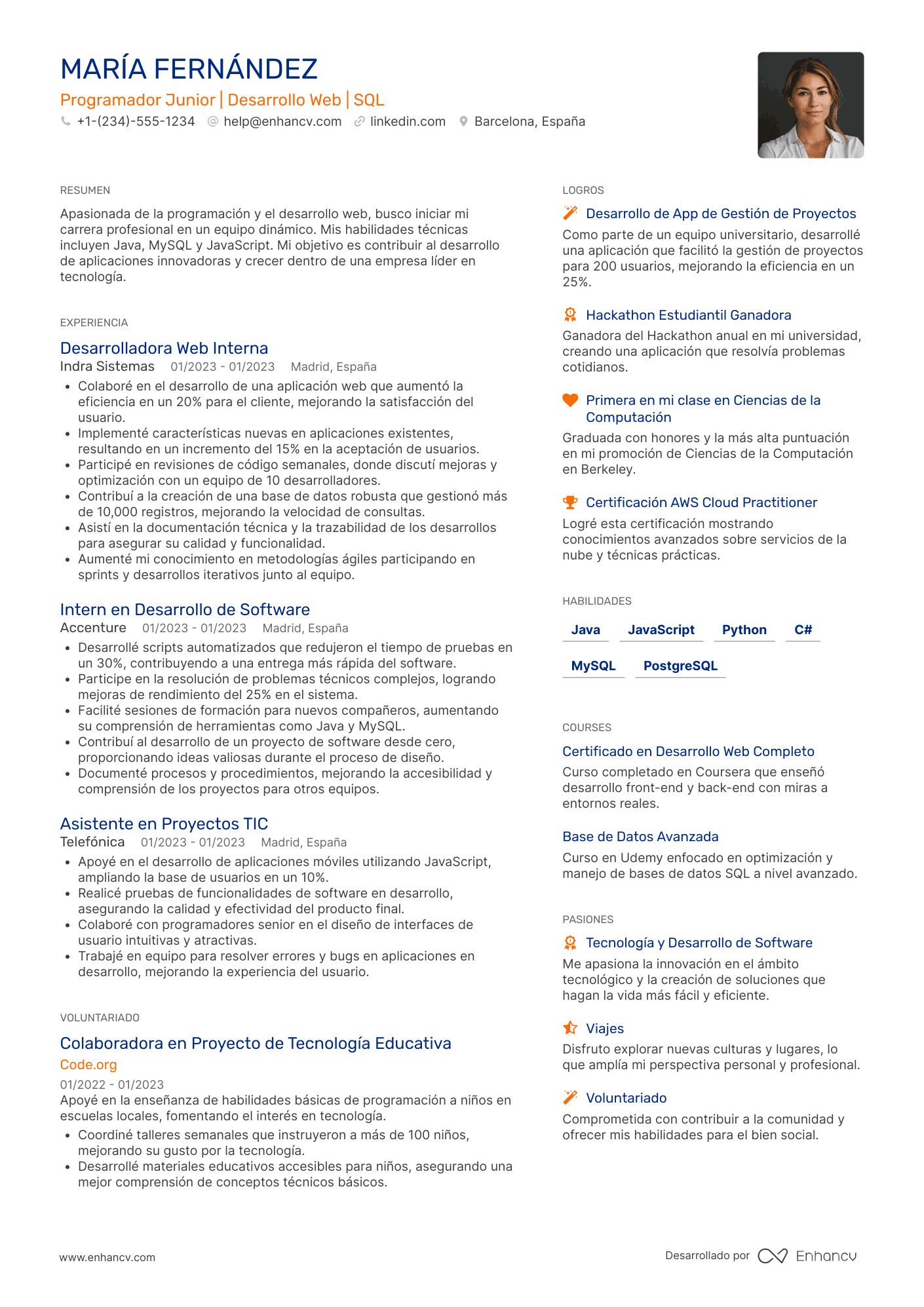 Bonus: CV de programador sin experiencia