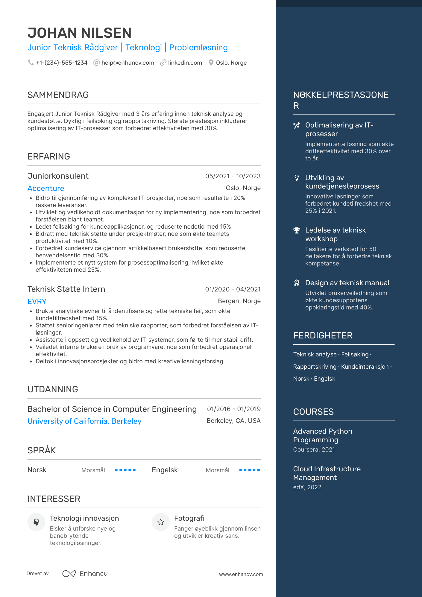 CV for Junior Teknisk rådgiver