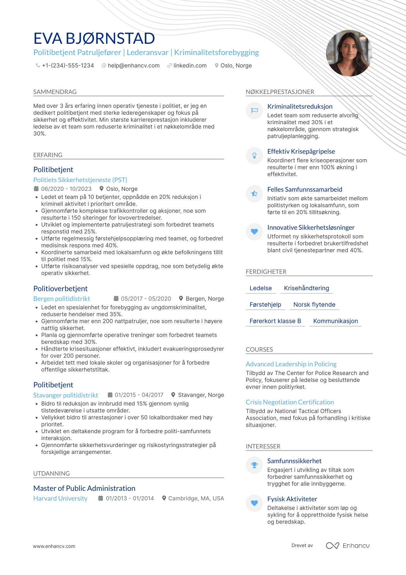 CV for Politibetjent Patruljefører