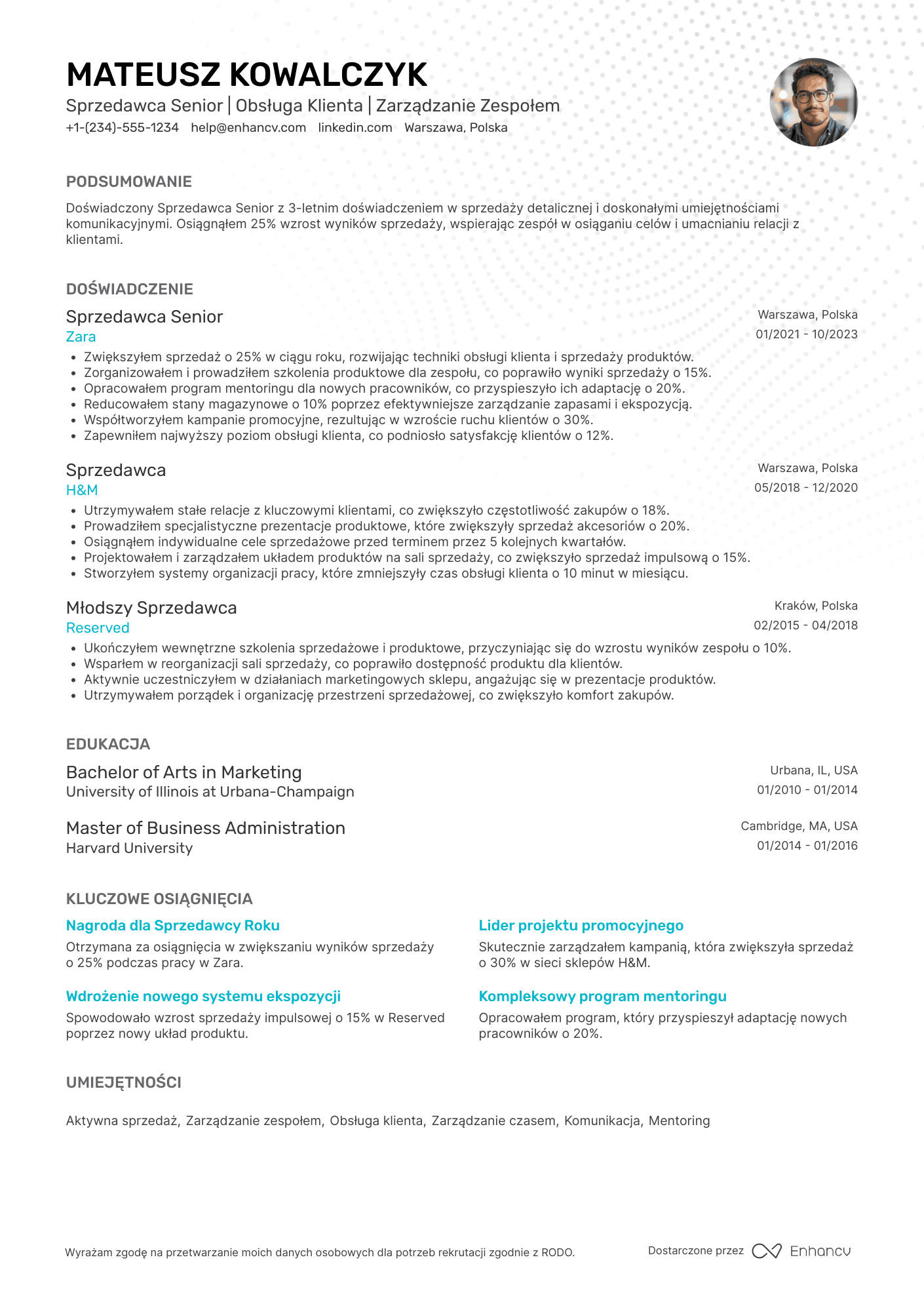 CV dla Sprzedawca Senior
