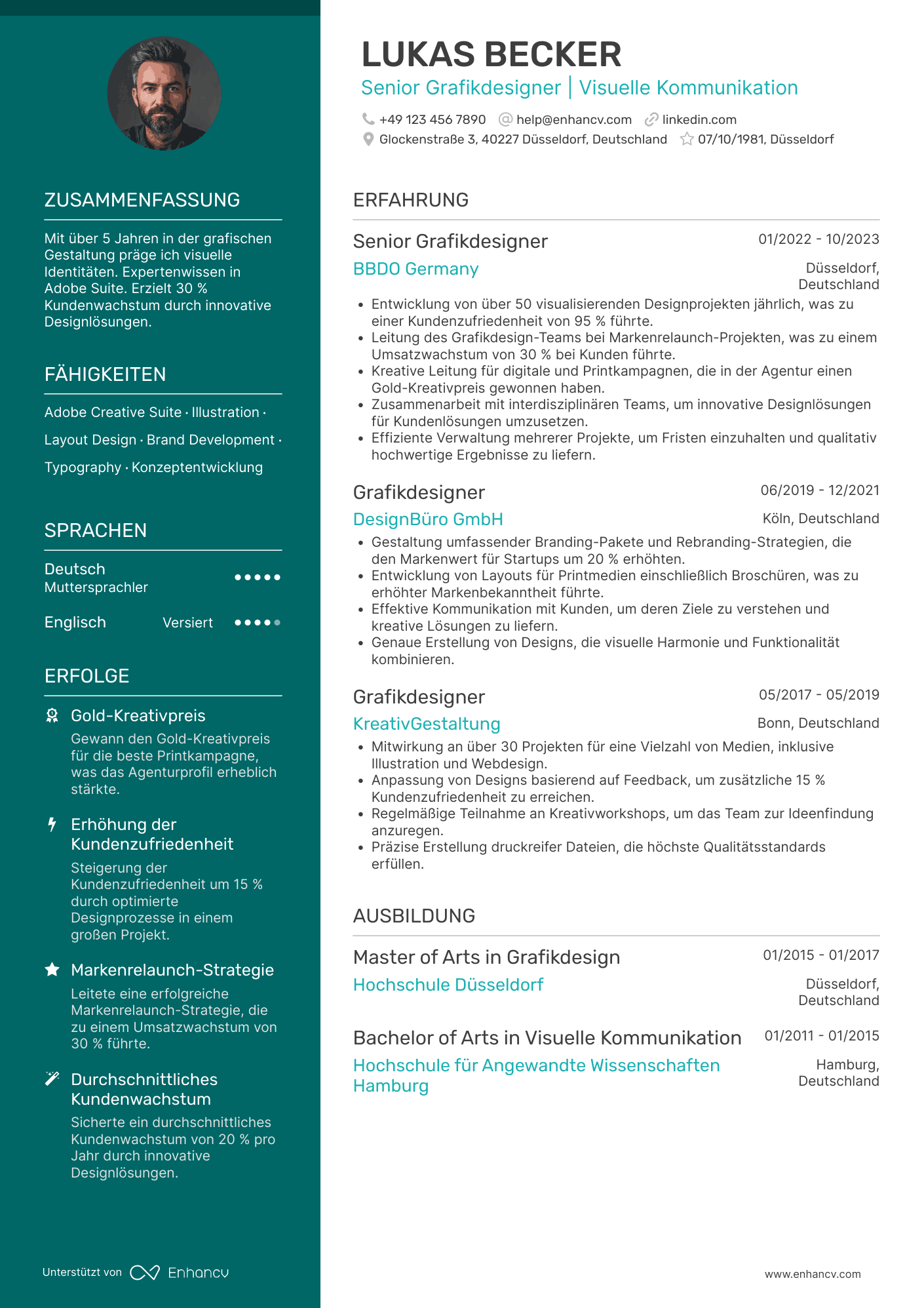 Lebenslauf in Künstlerischer Grafikdesigner