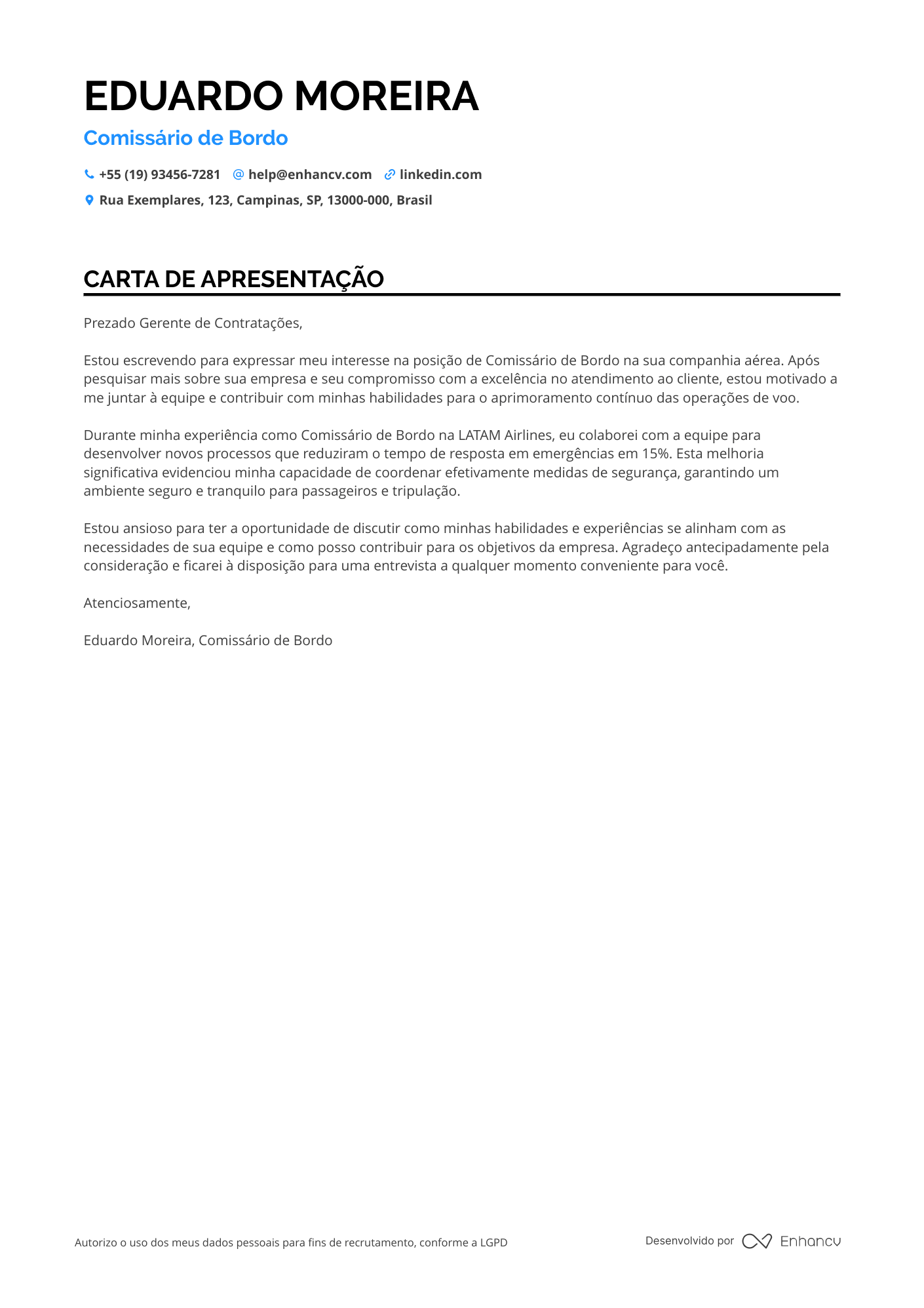 Comissário de Bordo de Aviação Executiva