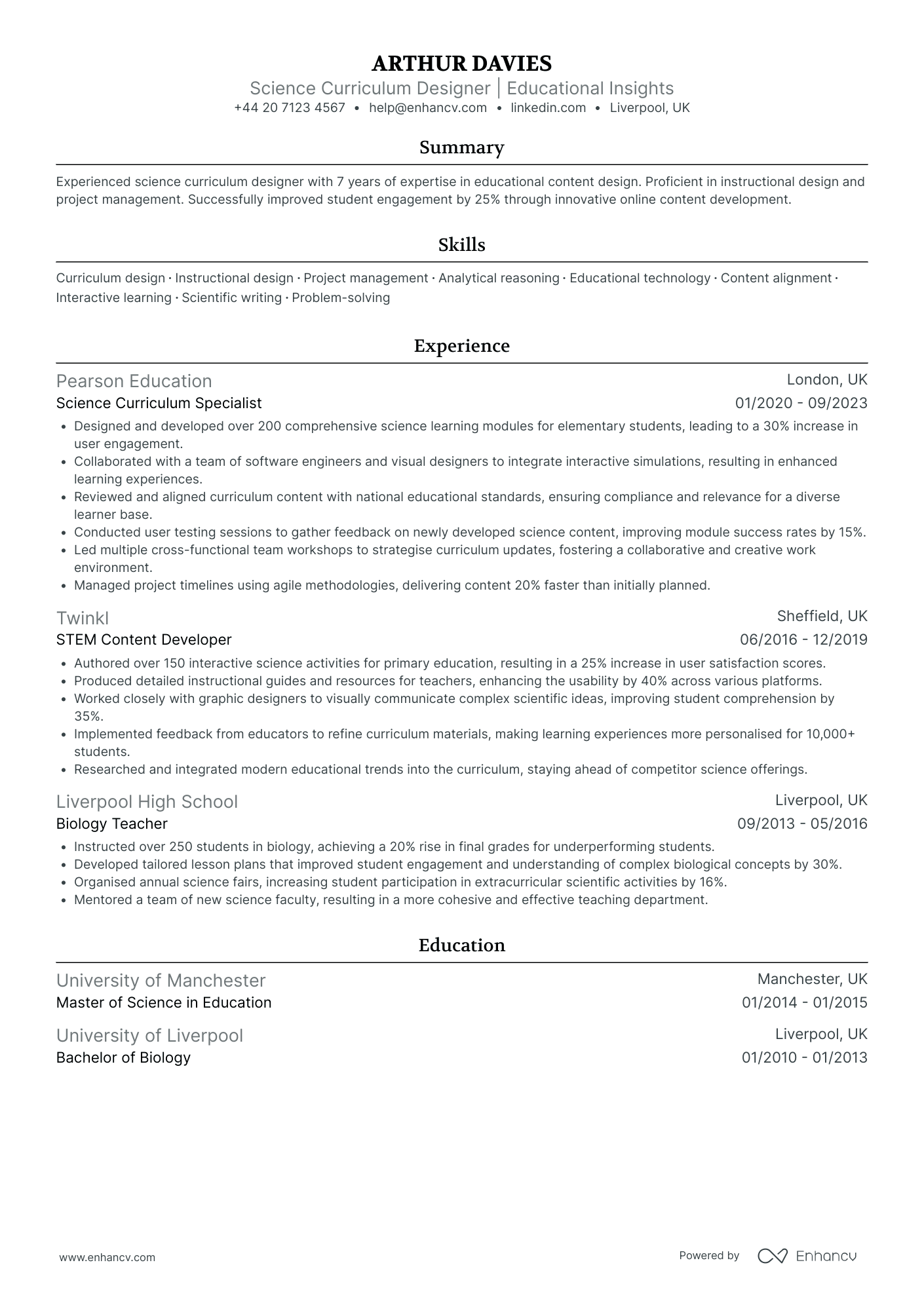 Biology Curriculum Developer