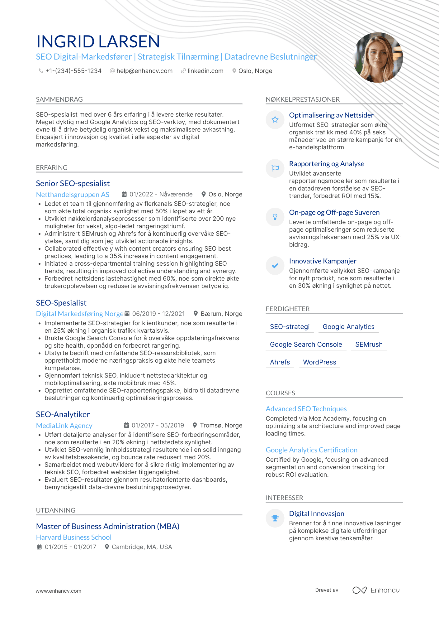 CV for SEO digital markedsfører