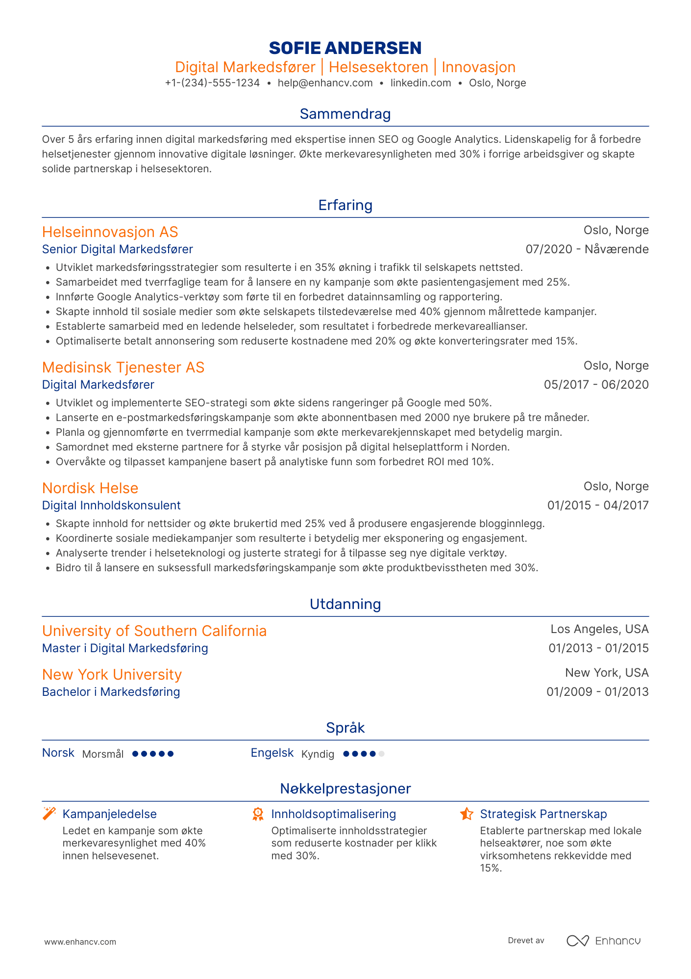 CV for Helsesektoren digital markedsfører
