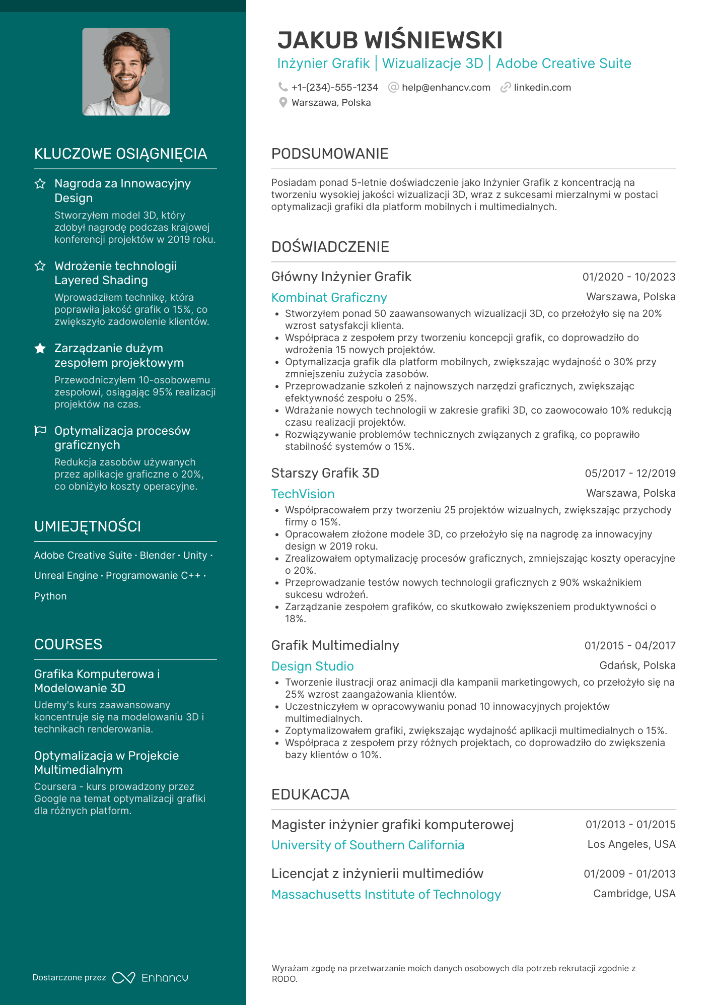 CV dla Inżynier grafik