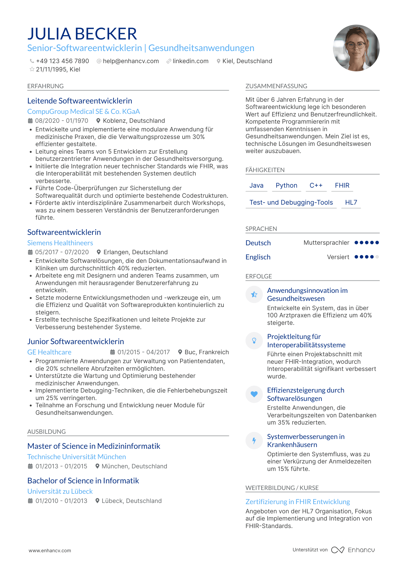 Lebenslauf in Programmierer in der Gesundheitsindustrie