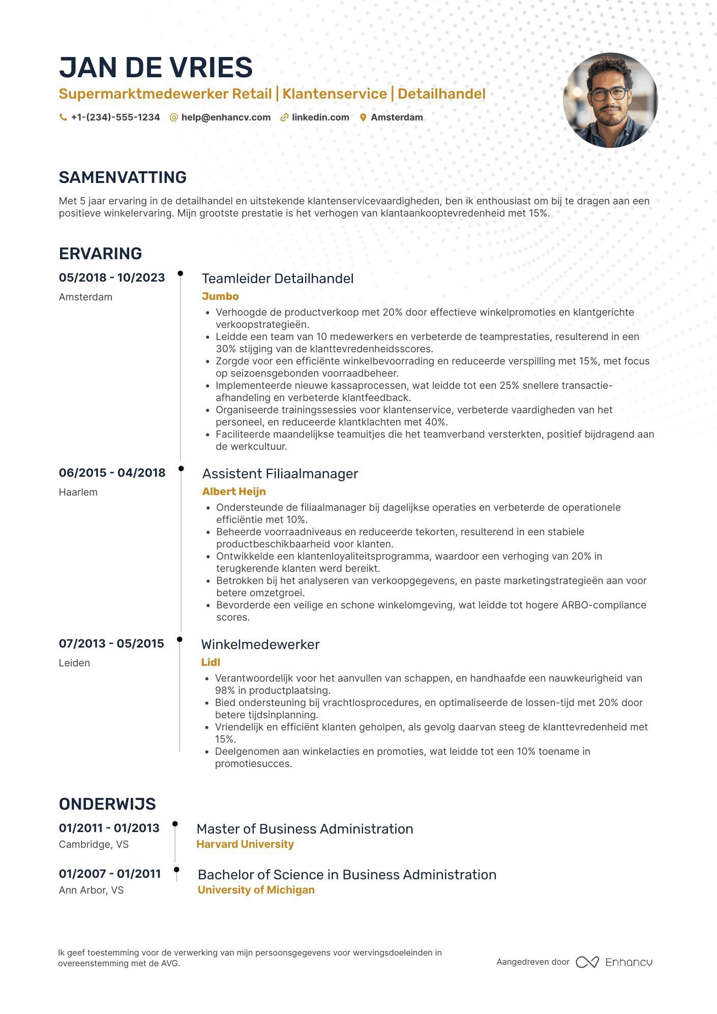 CV voor Supermarktmedewerker Retail