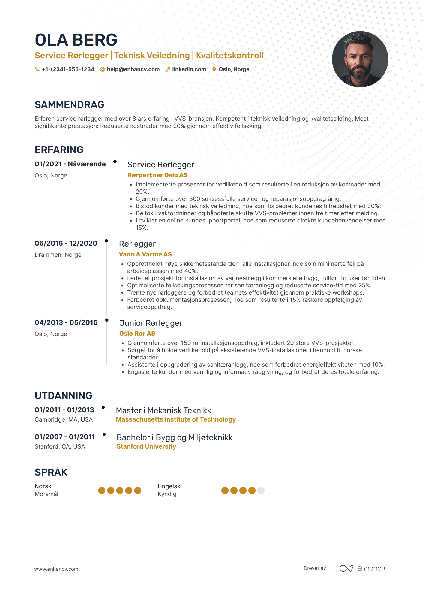 CV for Service Rørlegger
