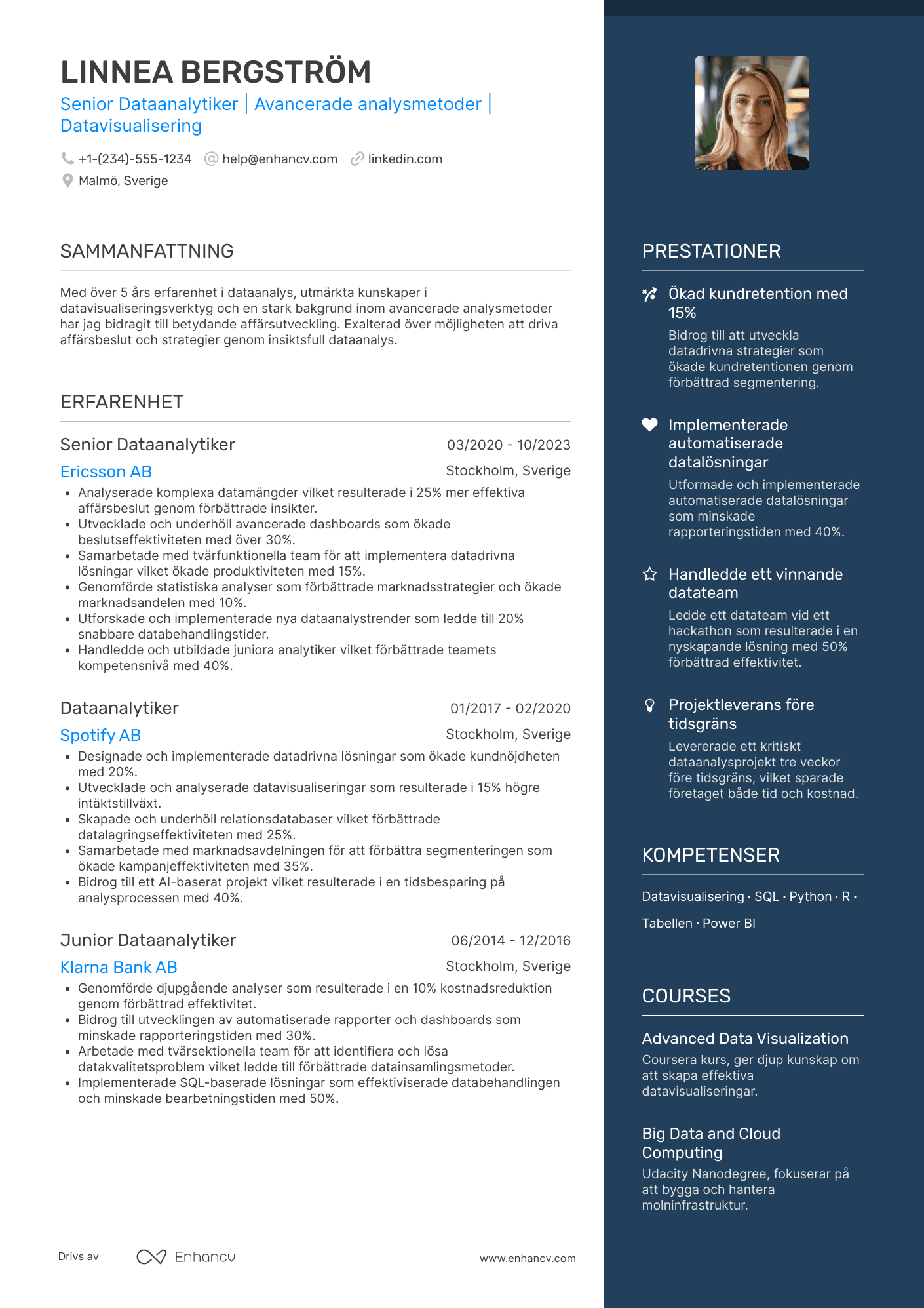 CV för Senior Dataanalytiker