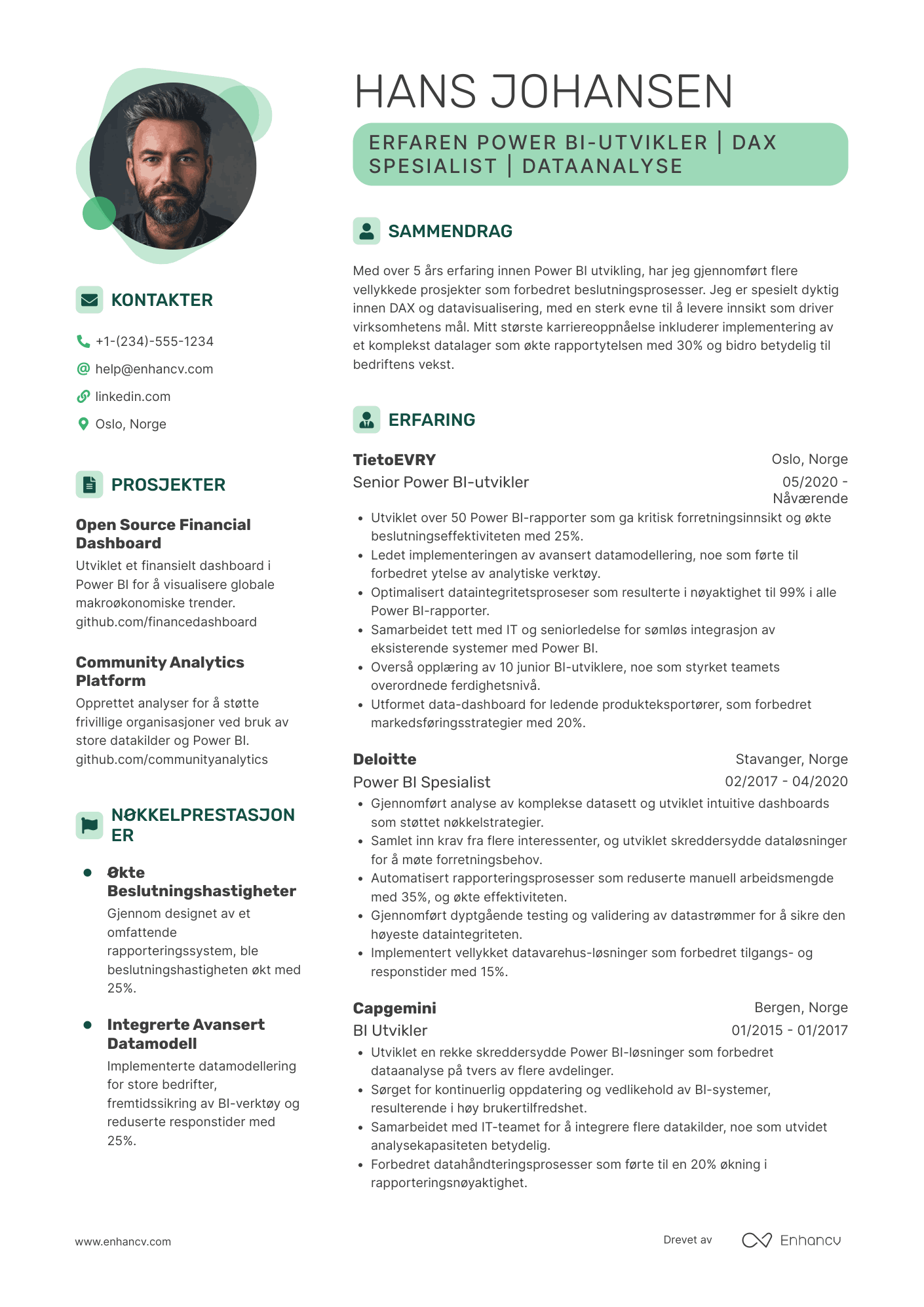 CV for Consultant Power BI‑utvikler
