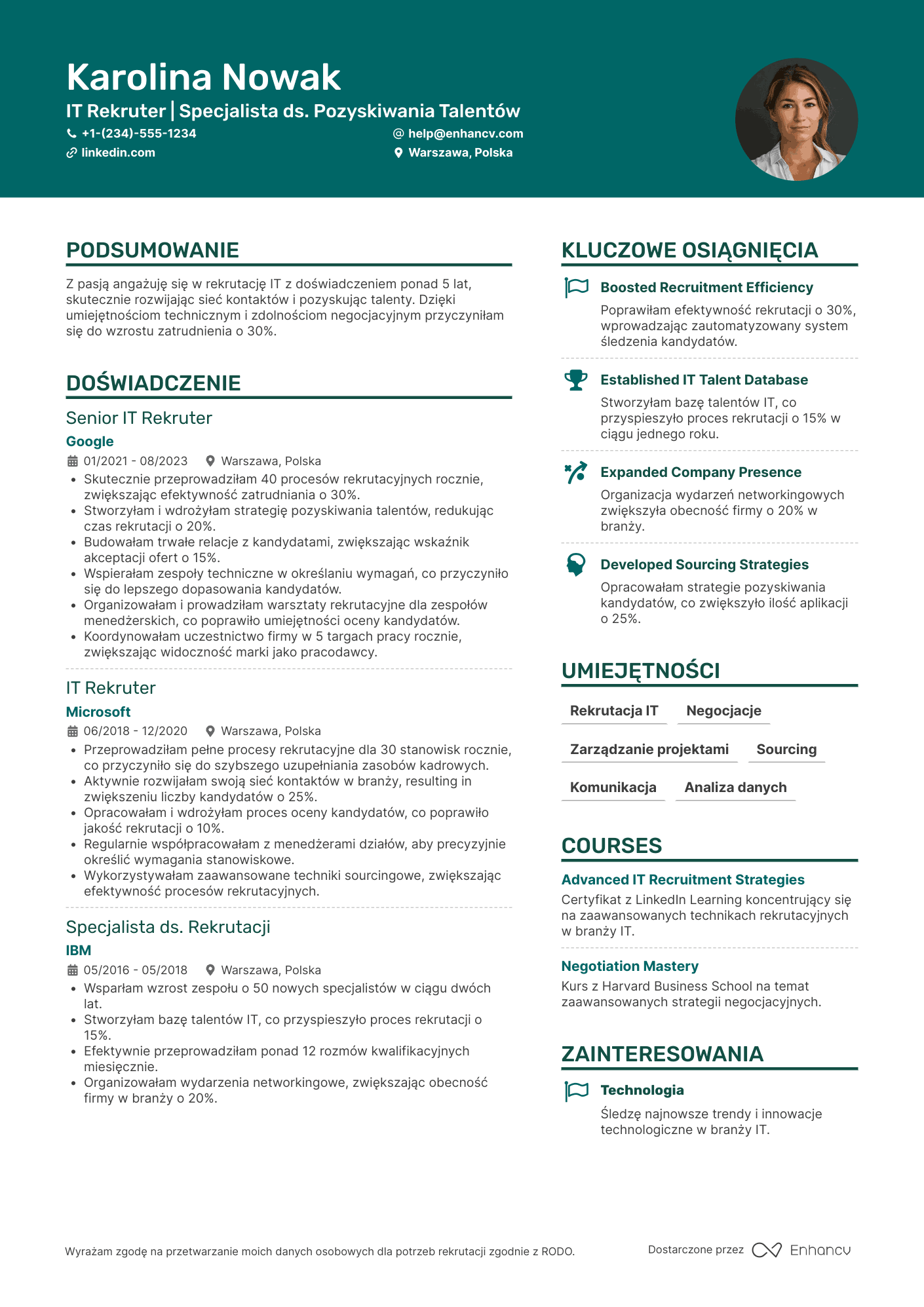 CV dla IT Rekruter