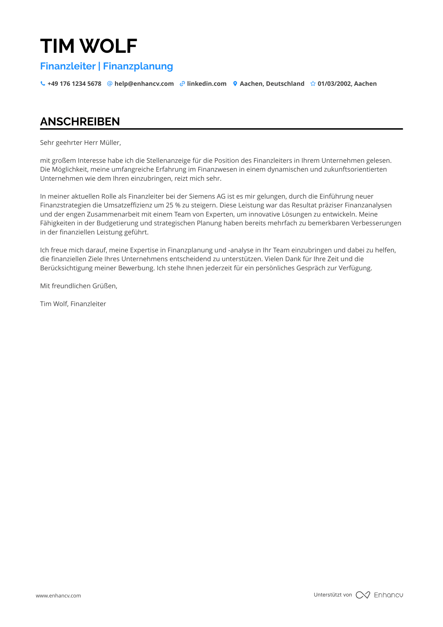 Finanzvorstand für Finanzplanung