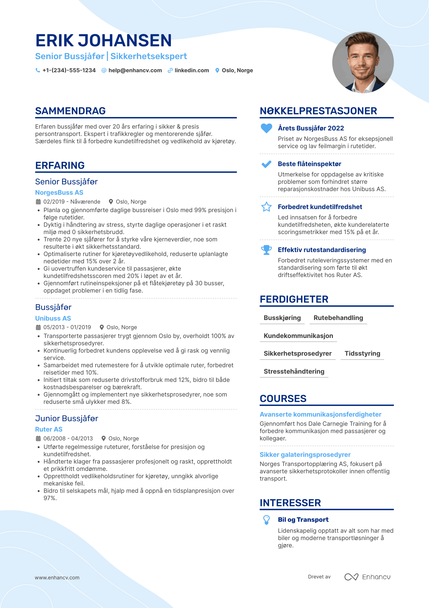 CV for Senior Bussjåfør