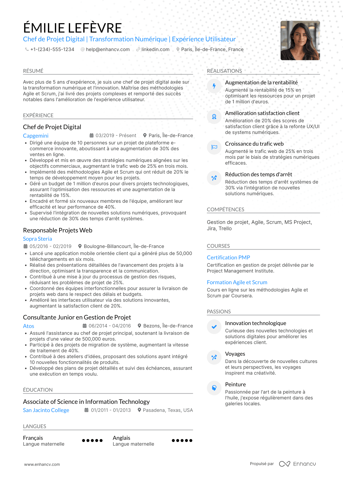 CV de chef·fe de projet digital