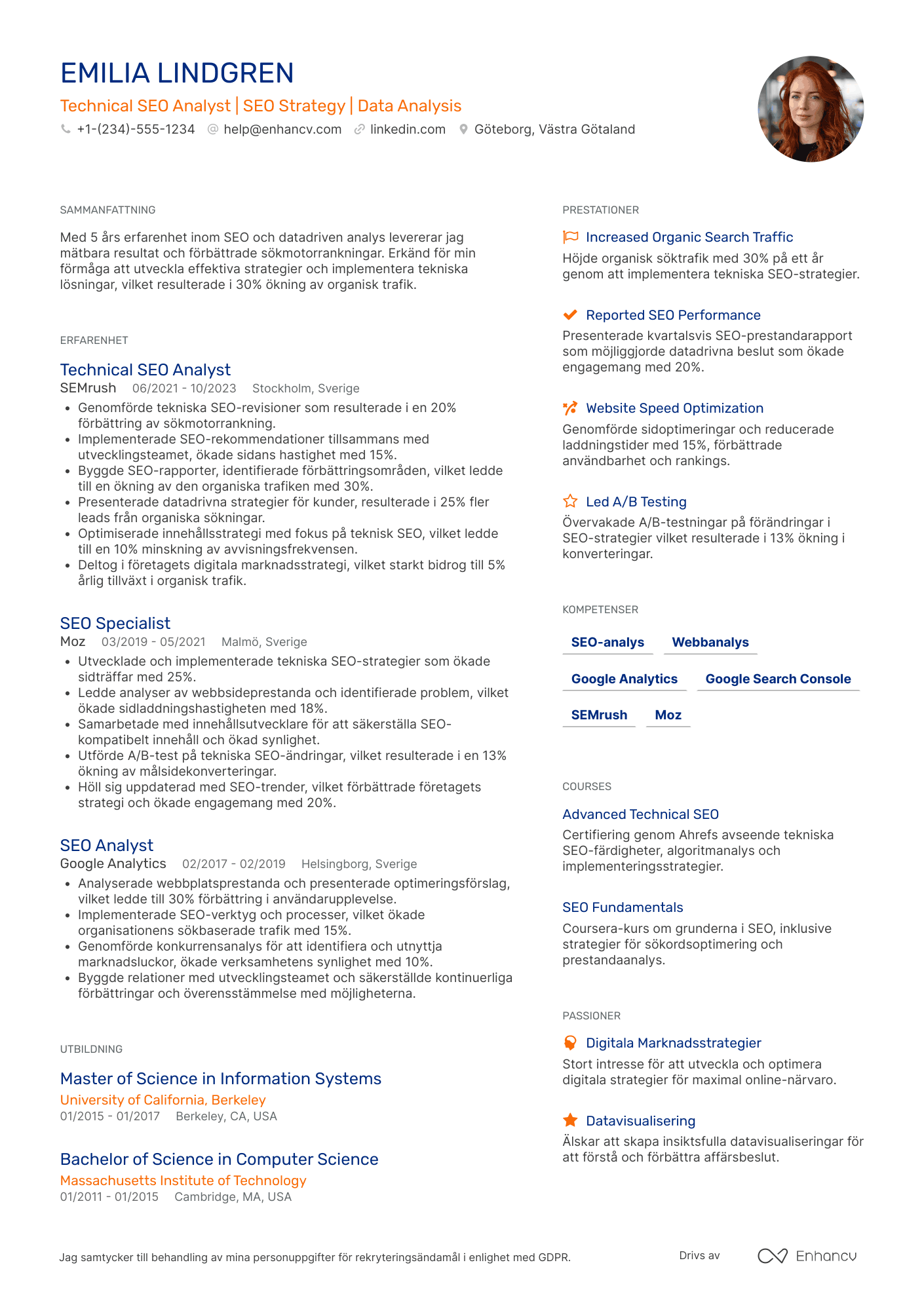CV för Technical SEO Analyst
