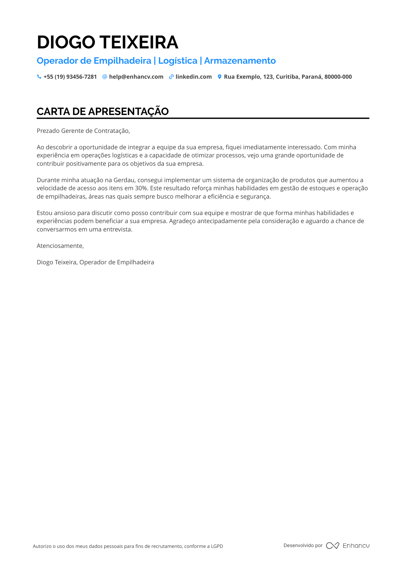 Operador de Empilhadeira de Carga e Descarga