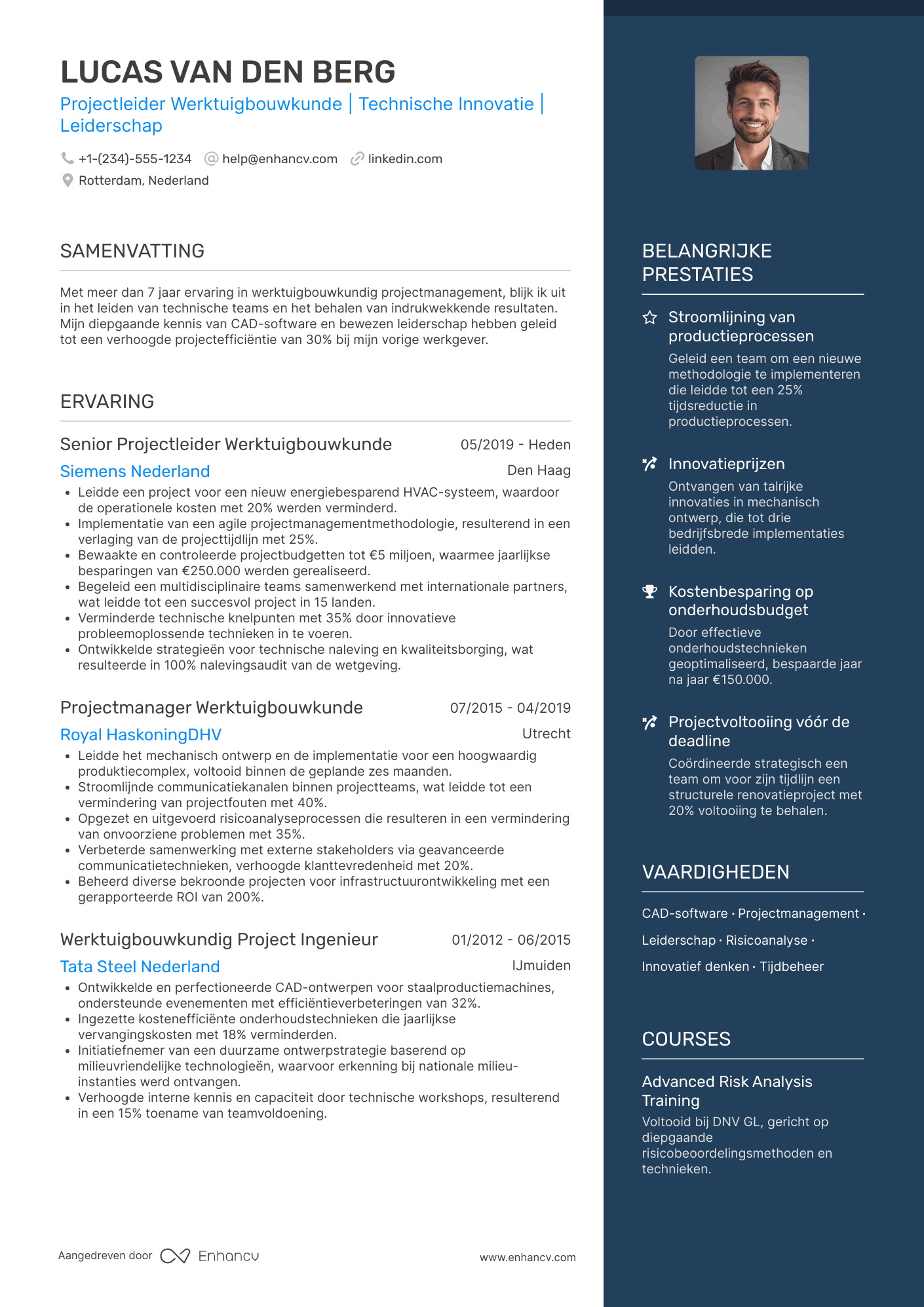 CV voor Werktuigbouwkundig Ingenieur Projectleider