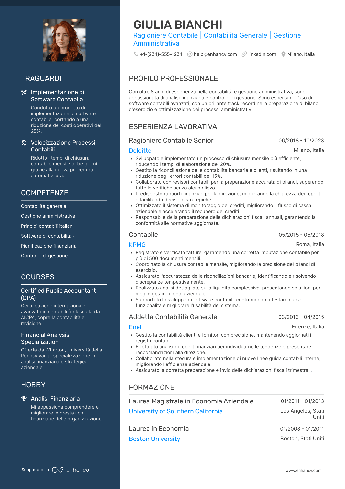 Curriculum vitae ragioniere contabile amministrativo