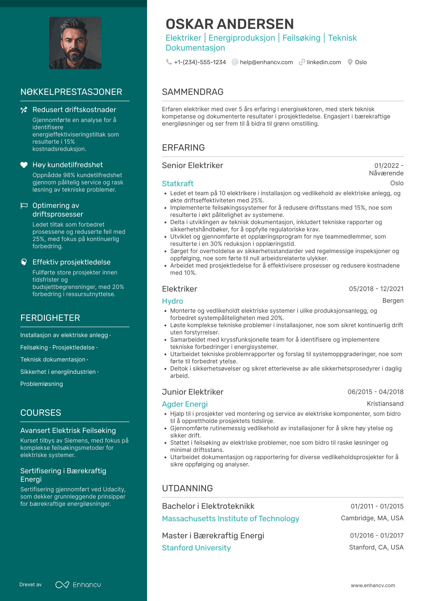 CV for Elektriker i energisektoren