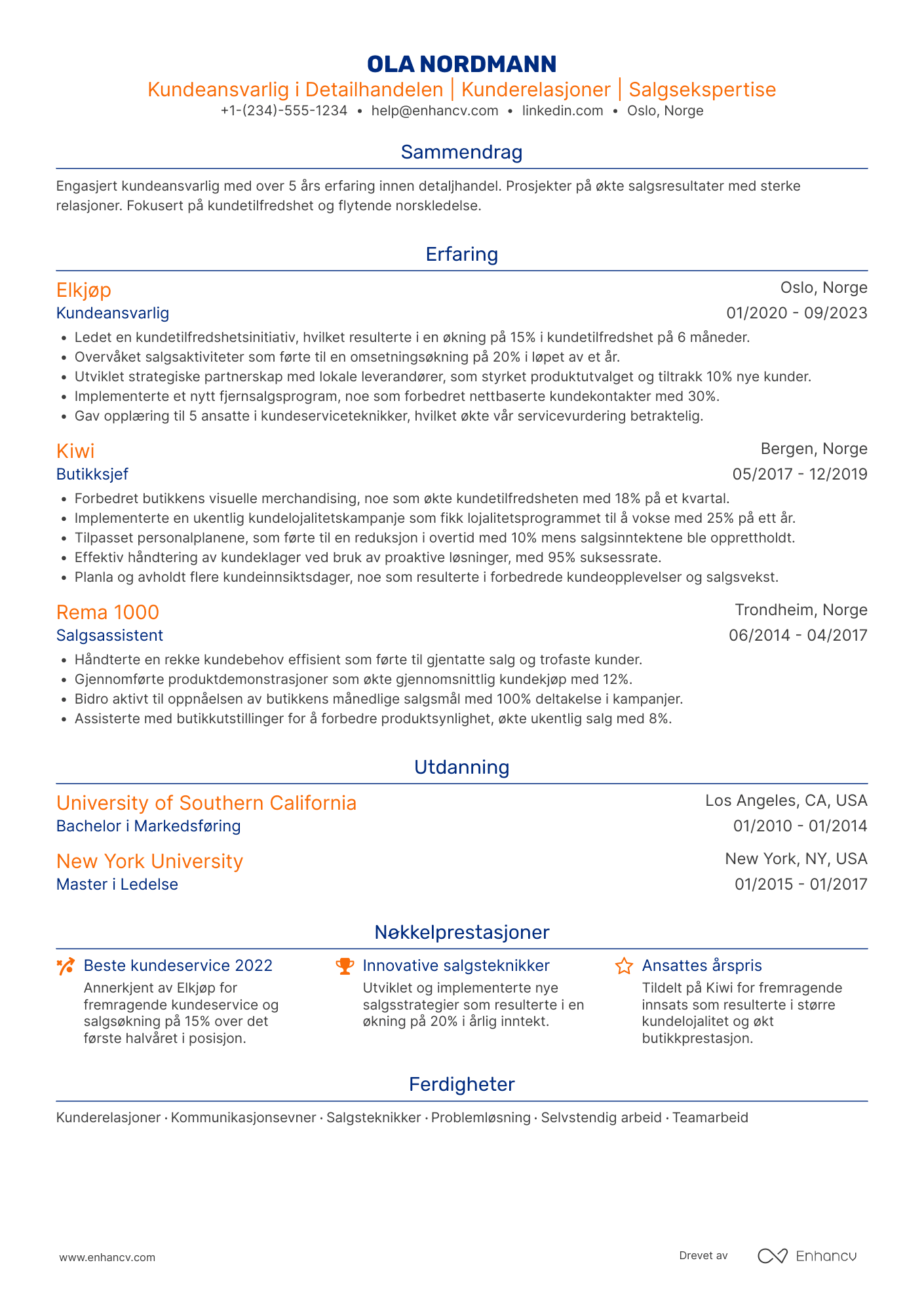 CV for Kundeansvarlig i Detailhandelen