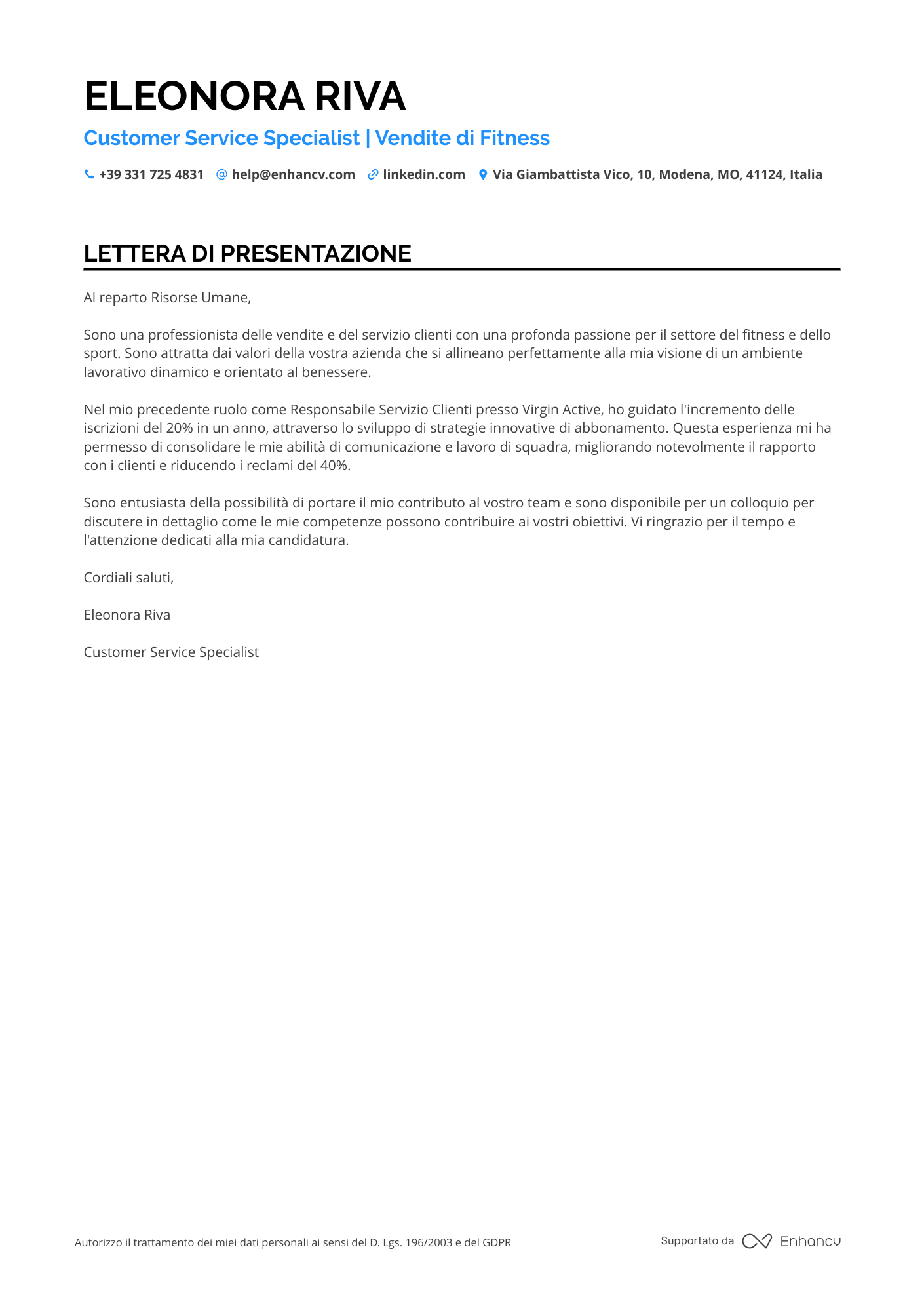 Receptionist di Palestra