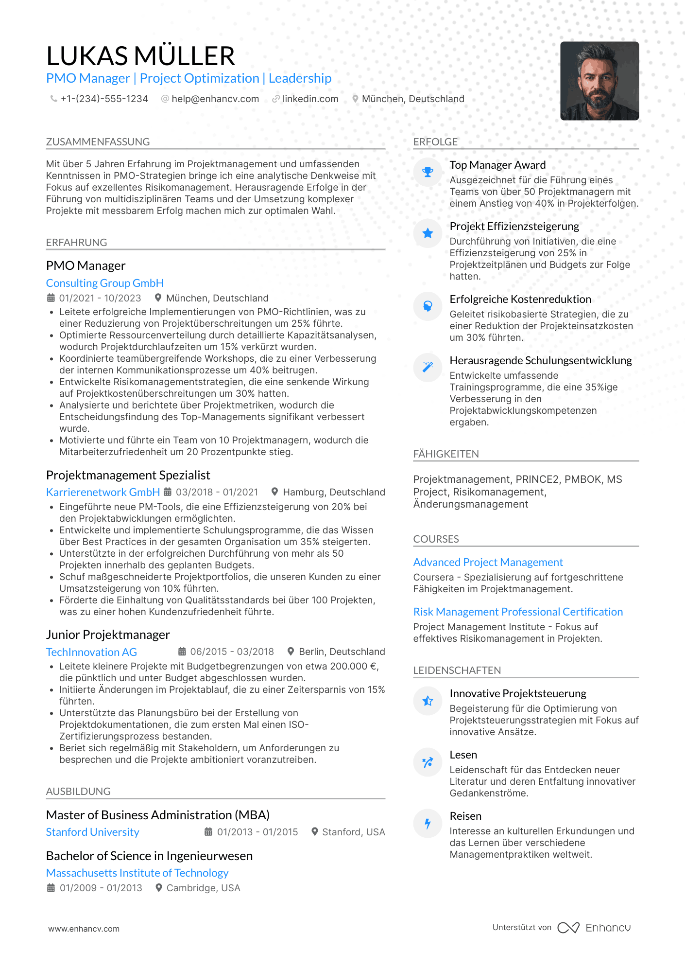 Lebenslauf PMO Manager