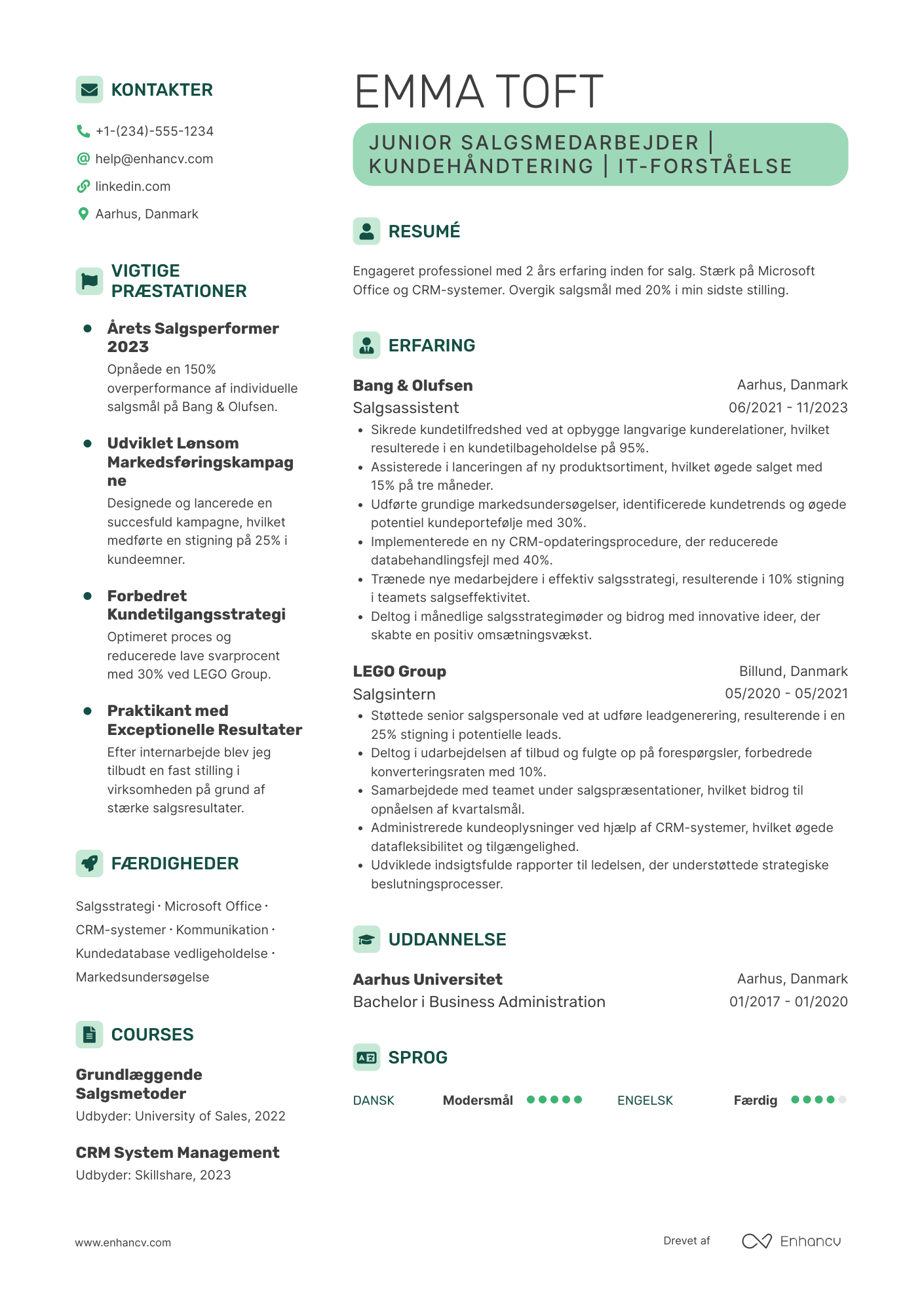 CV til Junior salgsmedarbejder