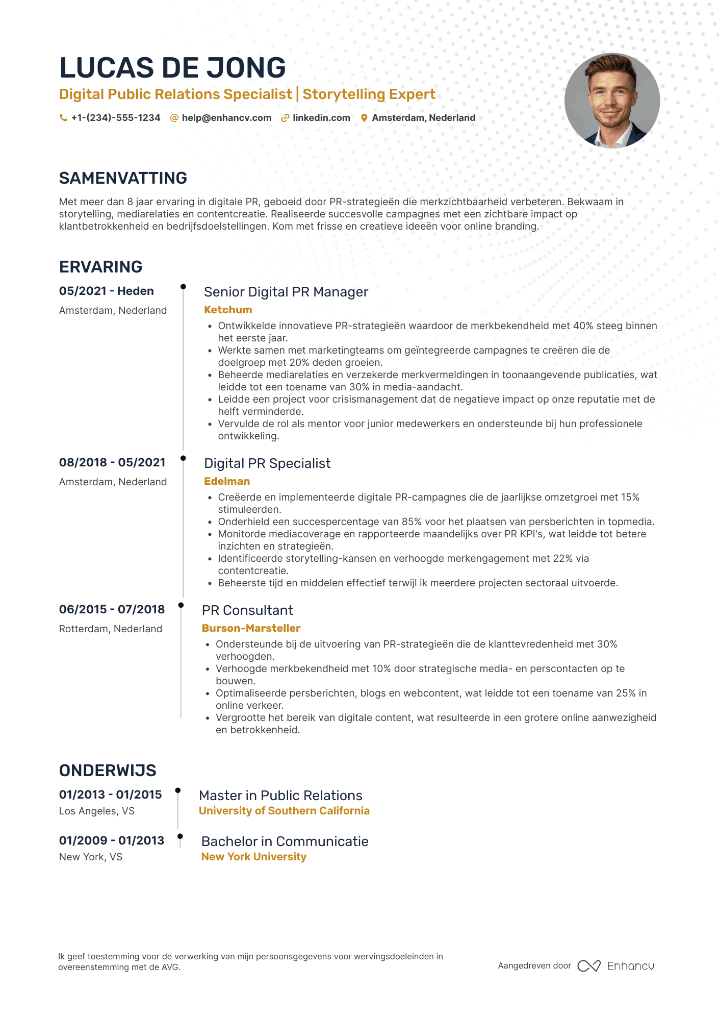 CV voor Digital Public Relations Manager