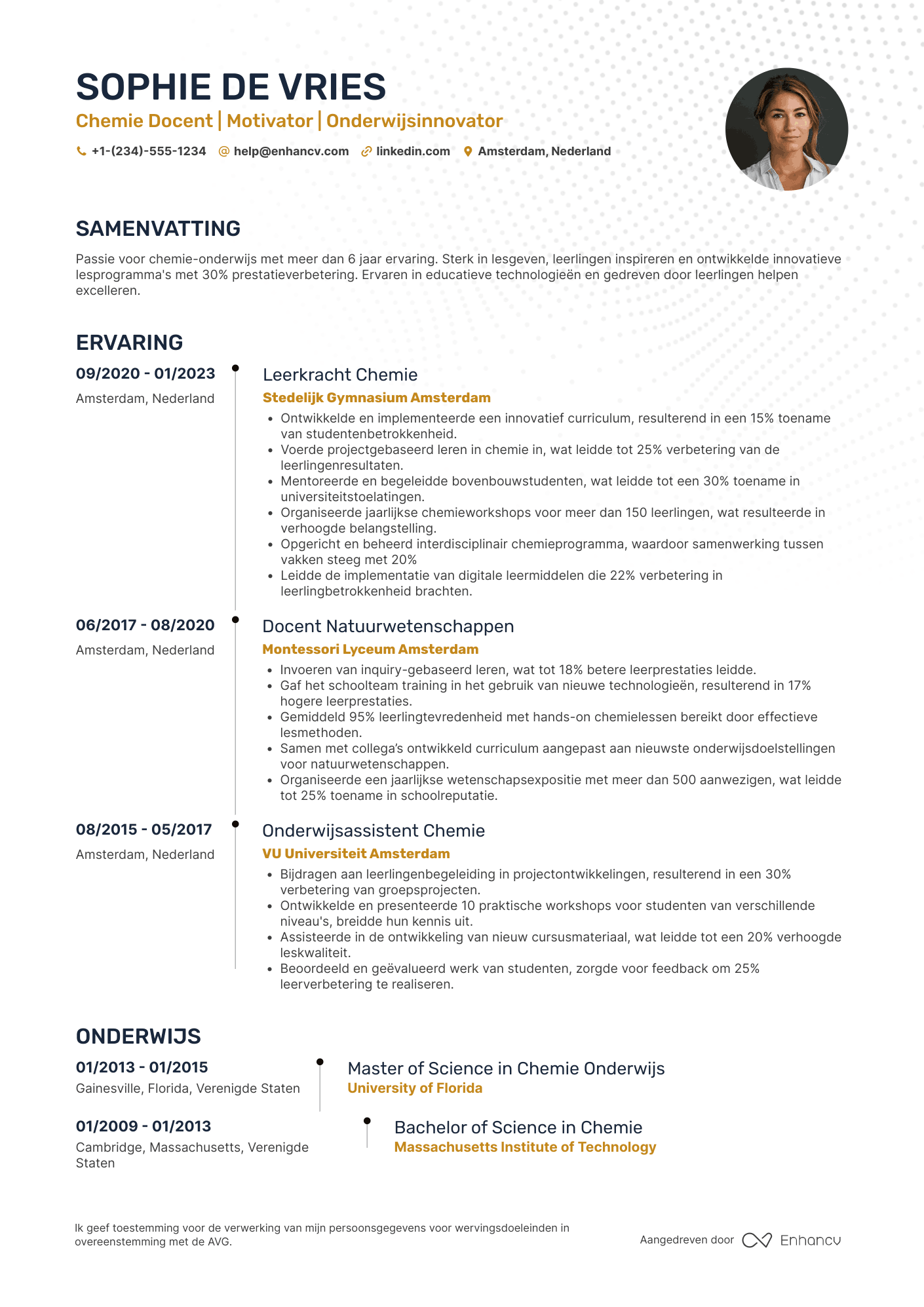CV voor Leerkracht Chemie