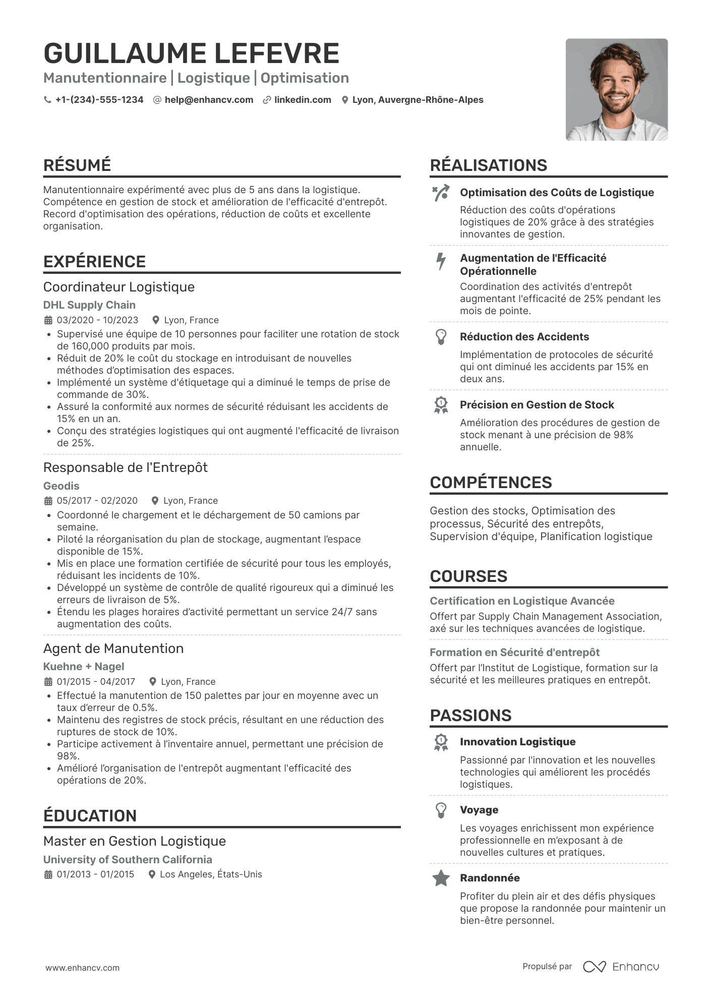CV de manutentionnaire en intérim