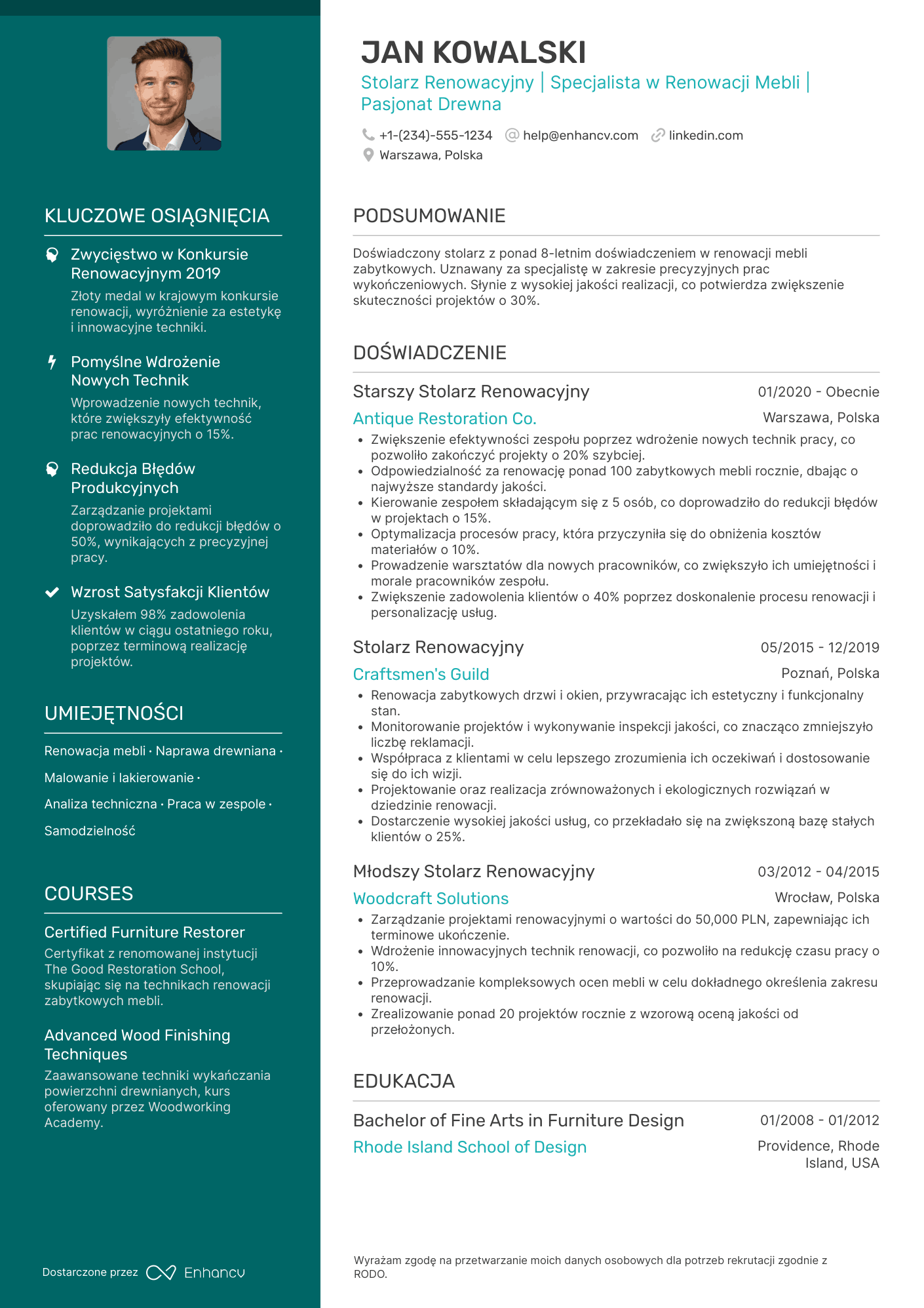 CV dla Stolarz Renowacyjny