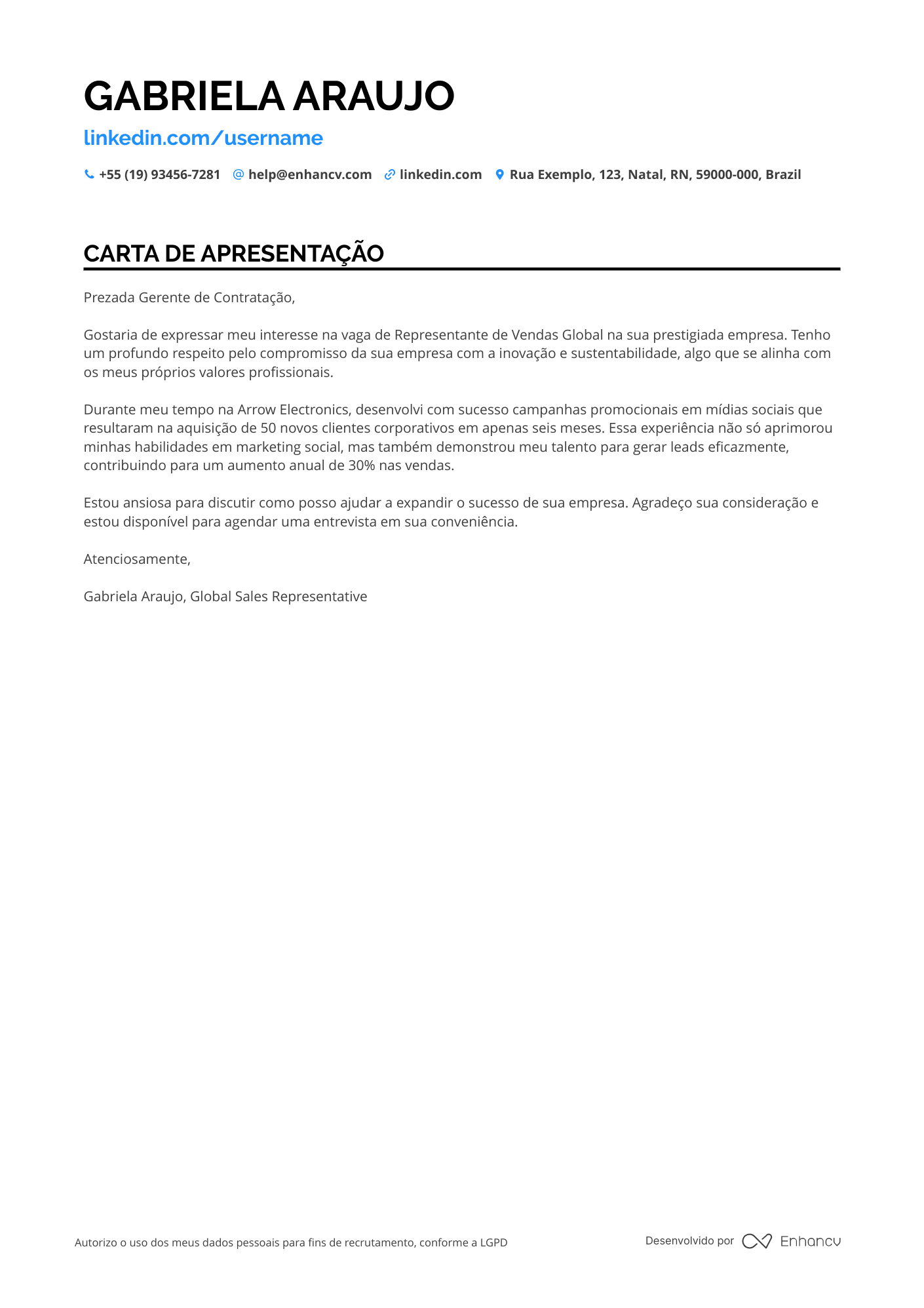 Representante de vendas Meio período