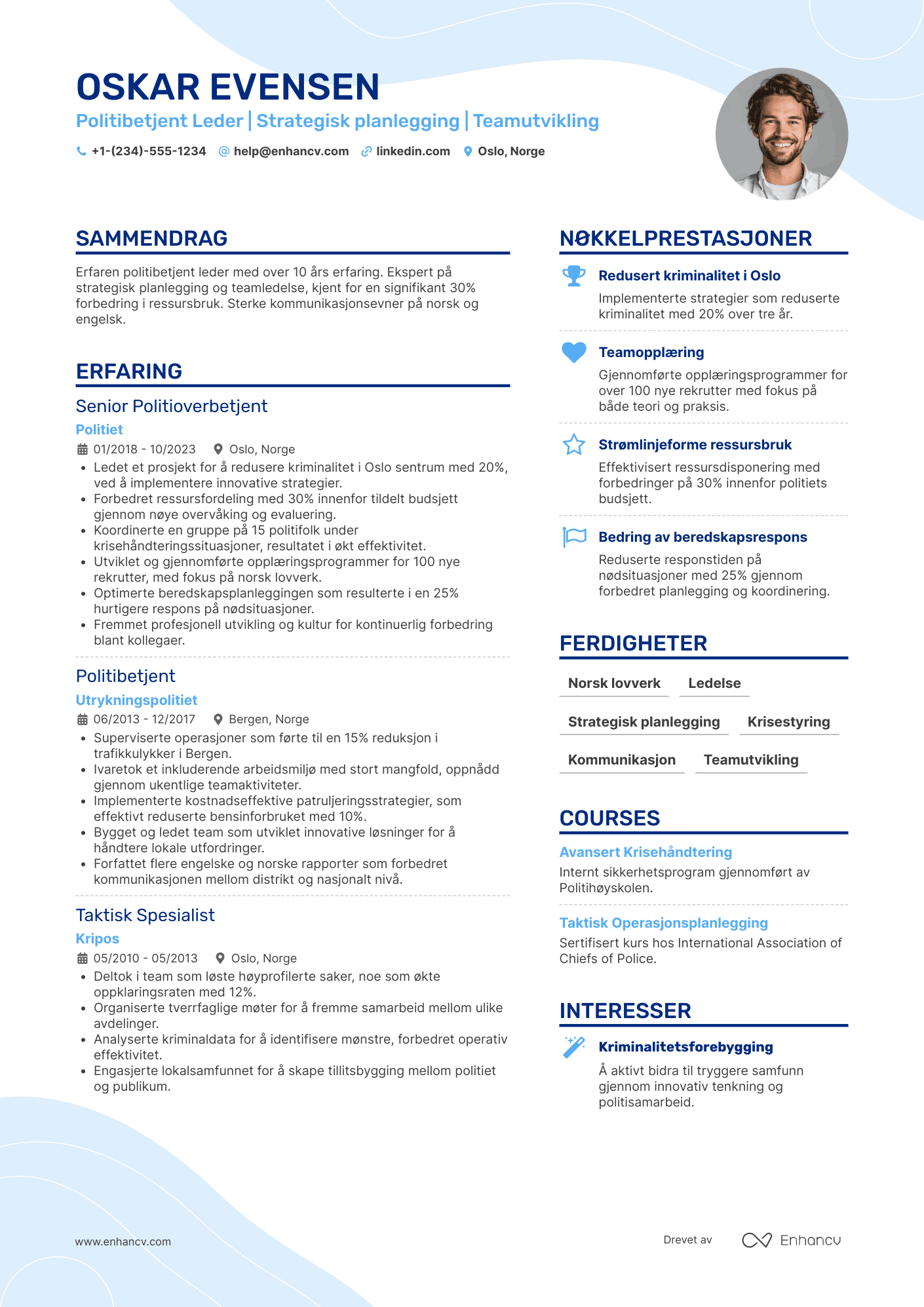 CV for Politibetjent Leder