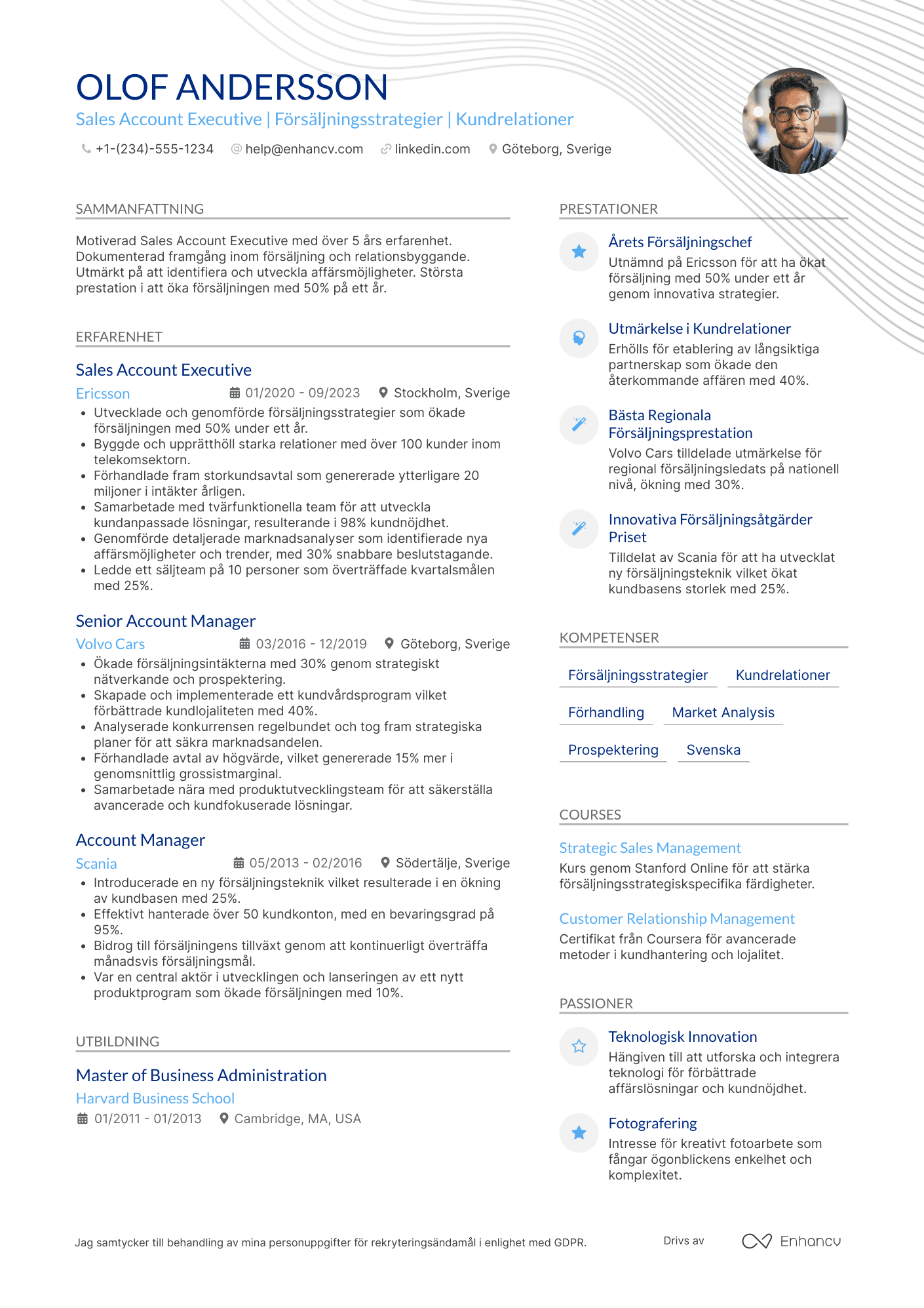 CV för Sales Account Executive
